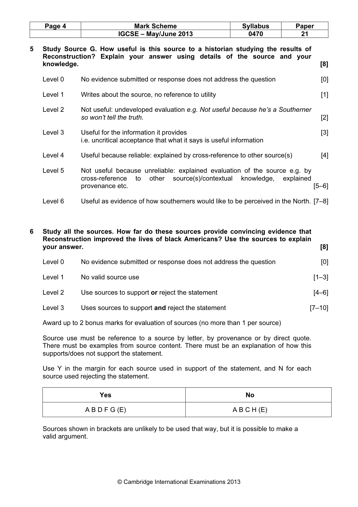 Mark scheme, page 4 of 10