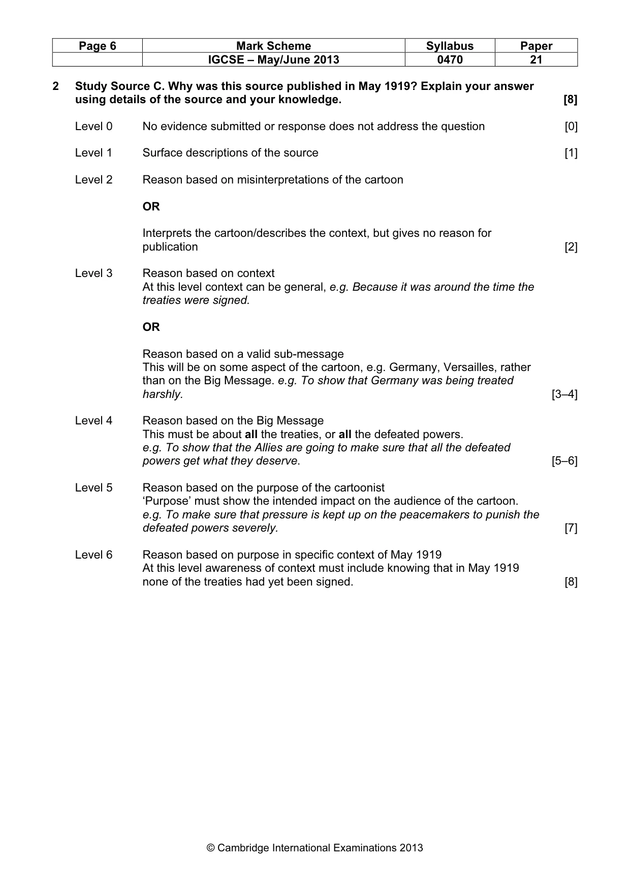 Mark scheme, page 6 of 10
