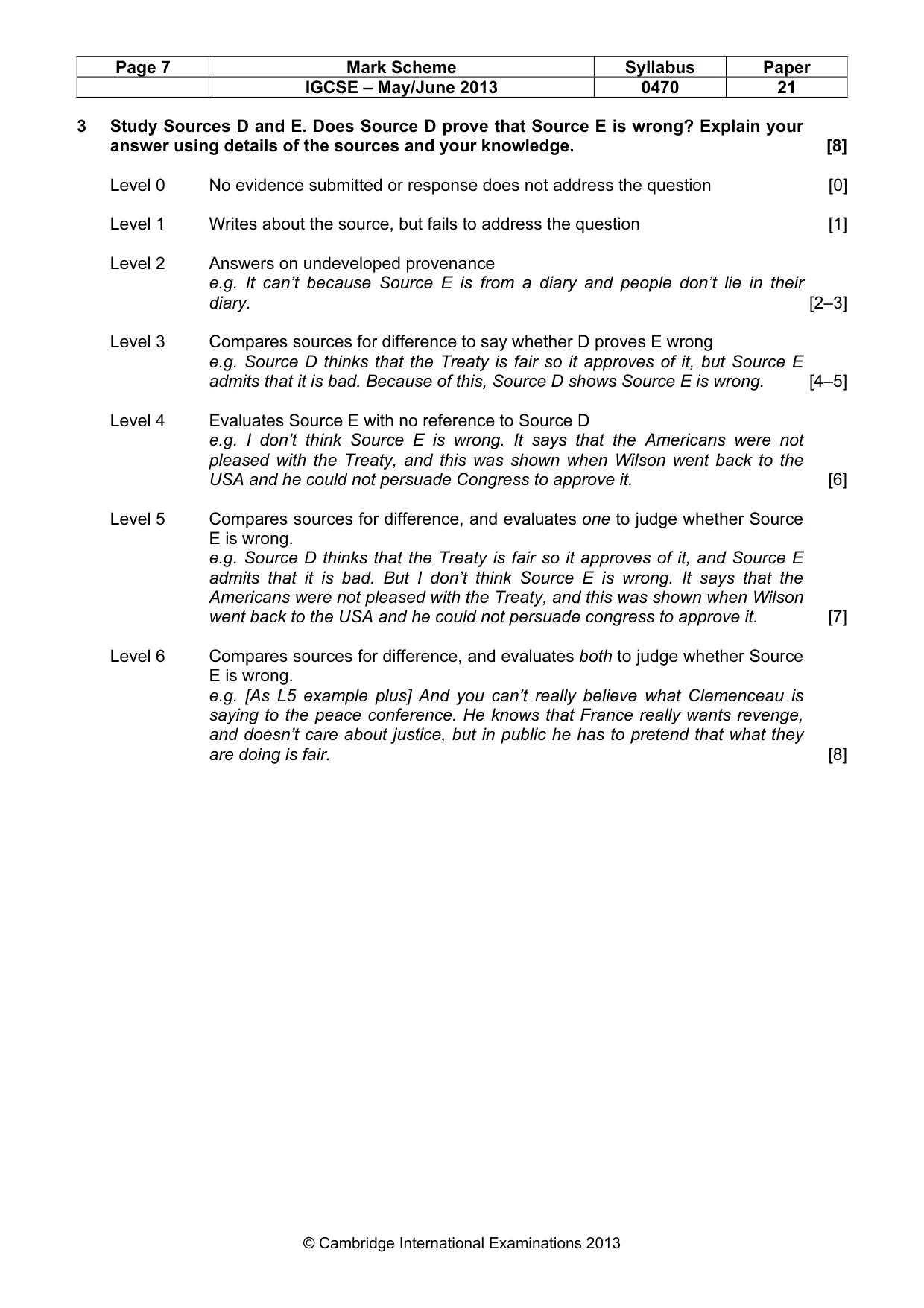 Mark scheme, page 7 of 10