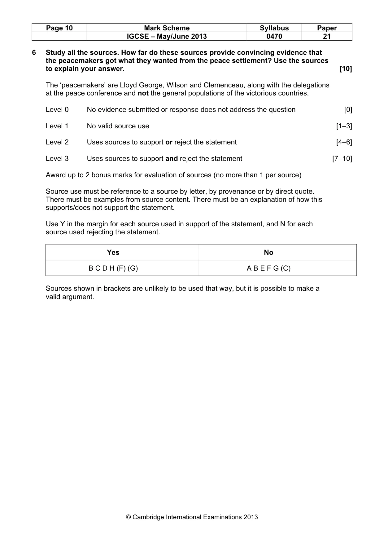 Mark scheme, page 10 of 10