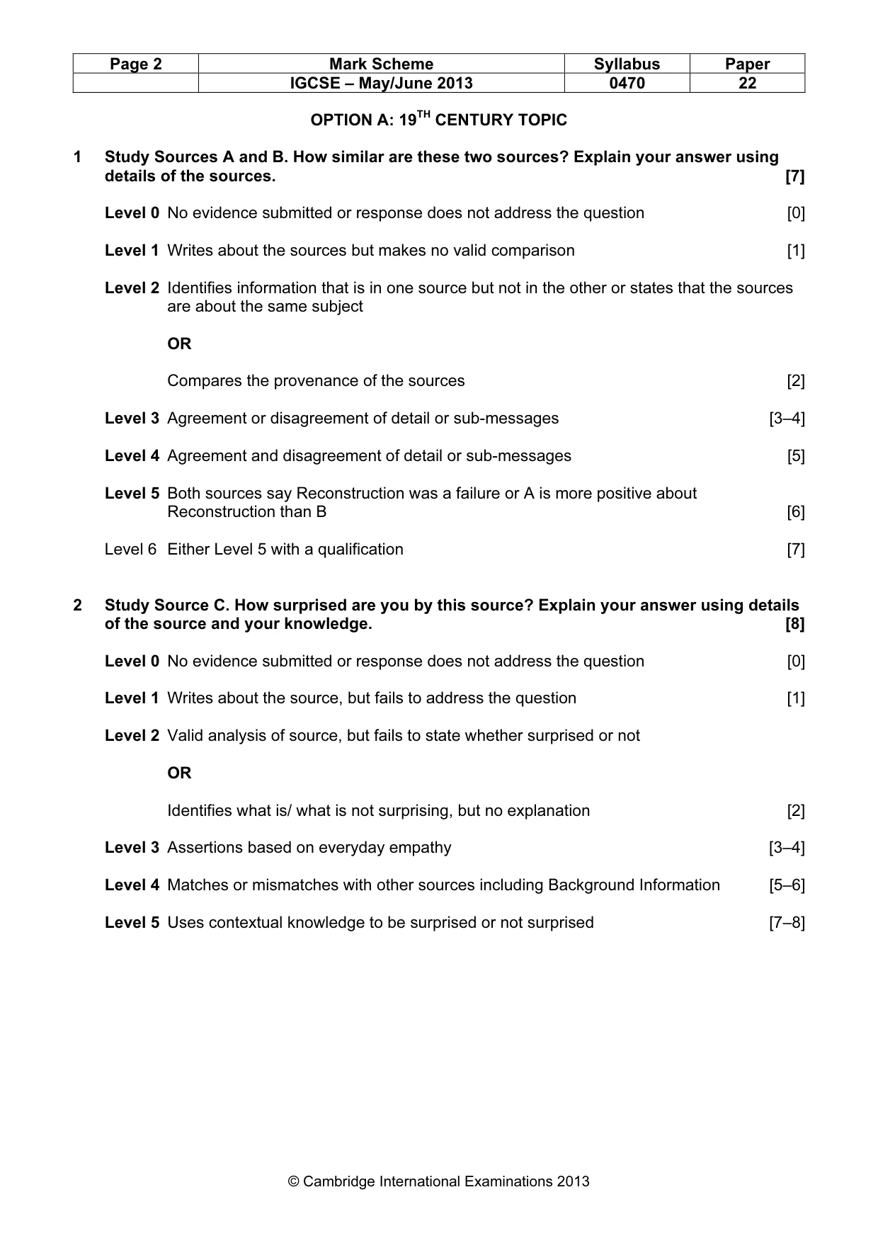 Mark scheme, page 2 of 7