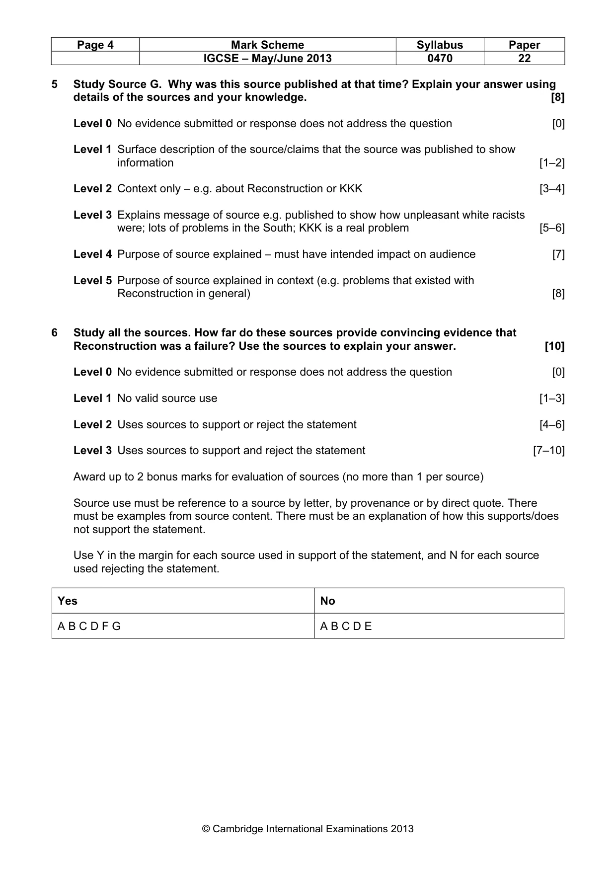 Mark scheme, page 4 of 7