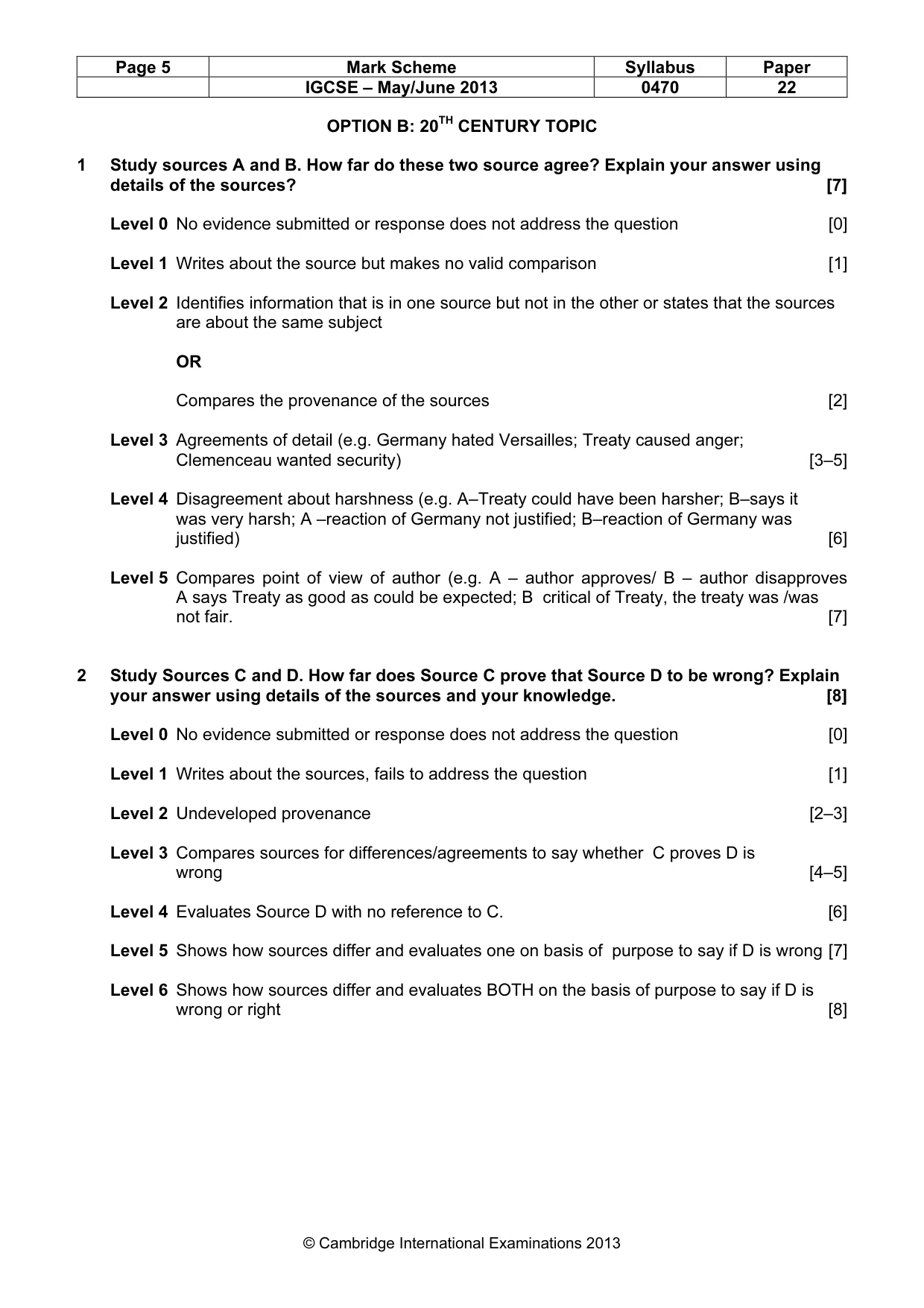 Mark scheme, page 5 of 7