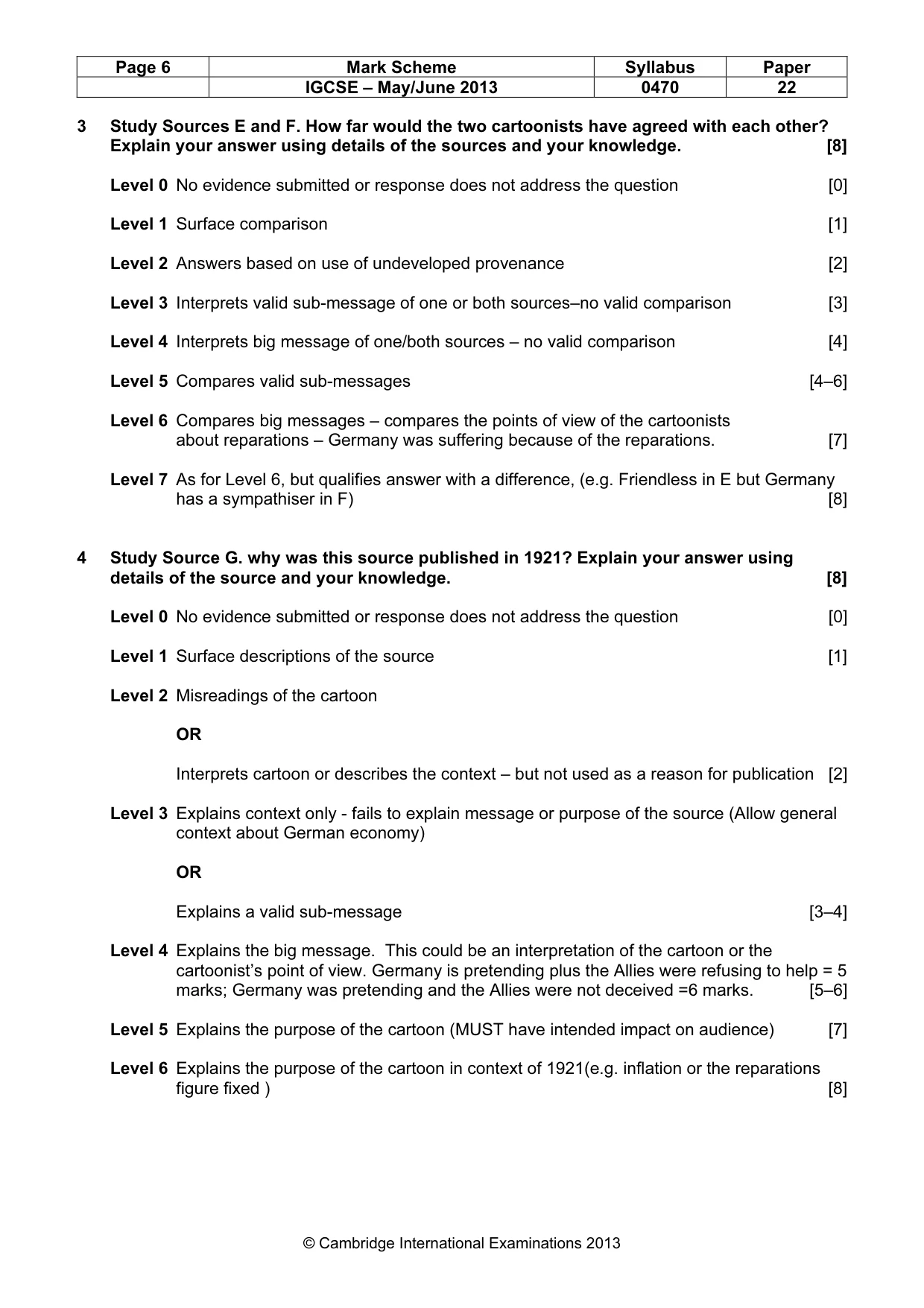 Mark scheme, page 6 of 7