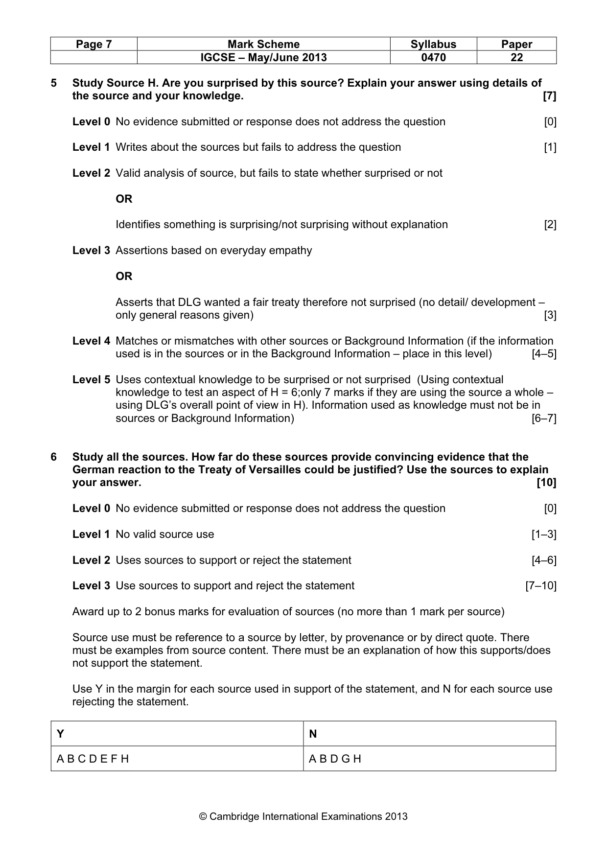 Mark scheme, page 7 of 7