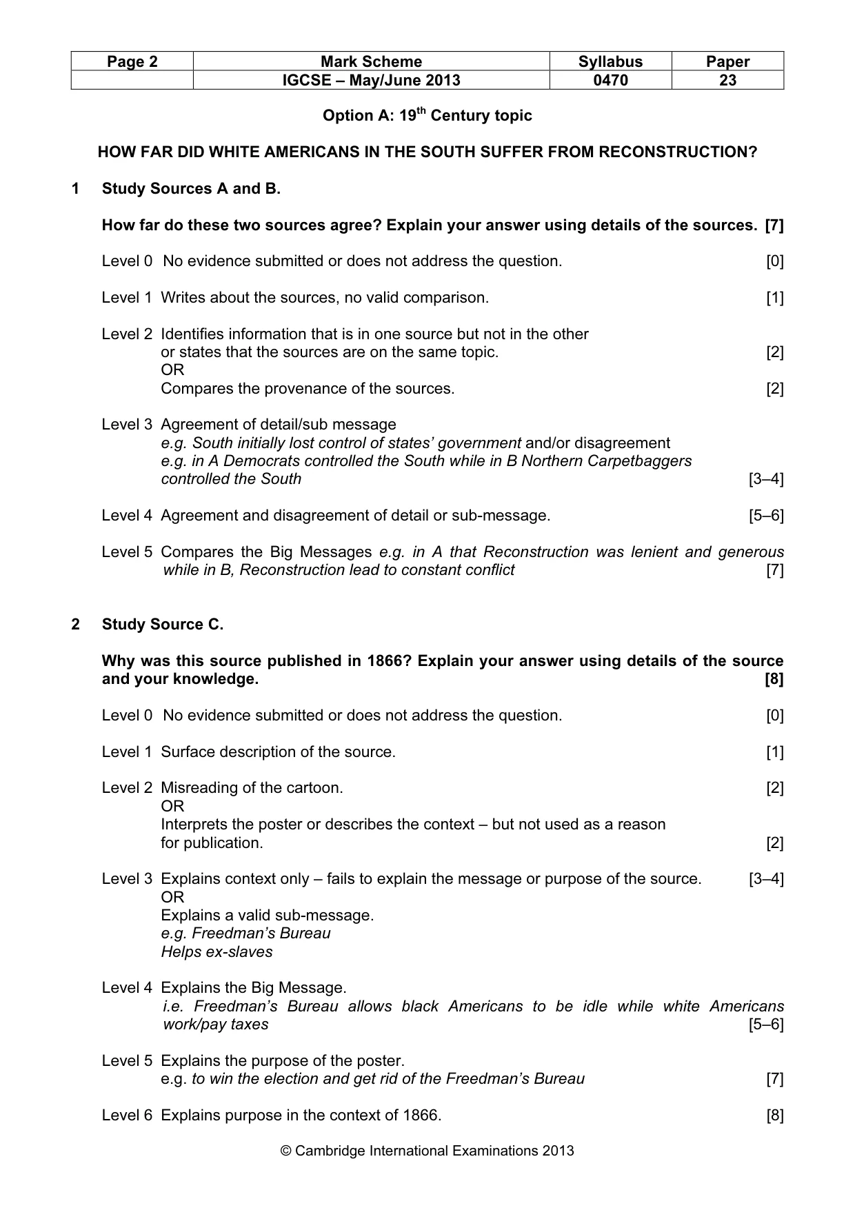 Mark scheme, page 2 of 7