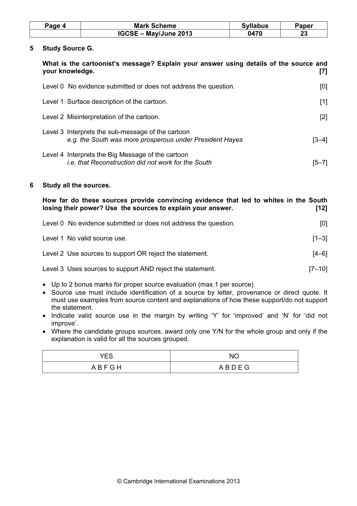 Mark scheme, page 4 of 7