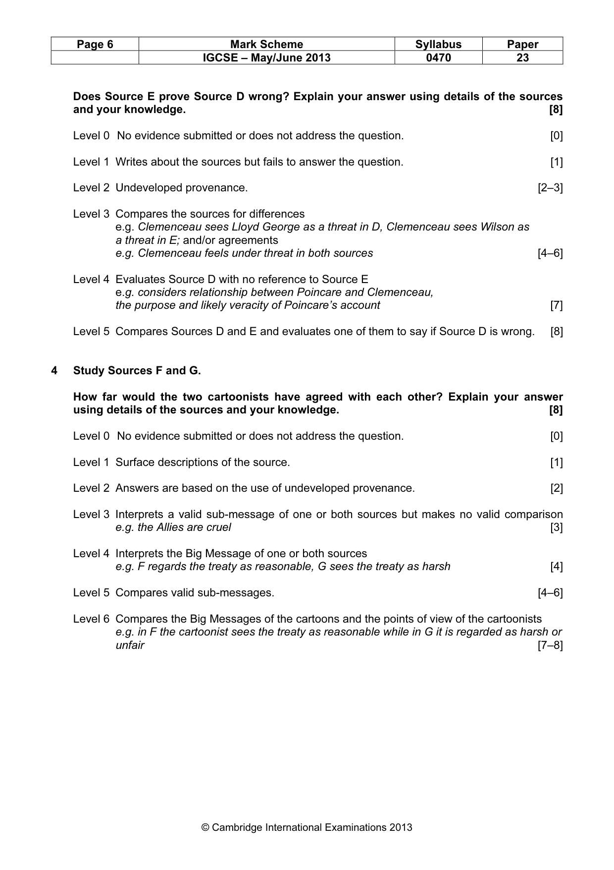Mark scheme, page 6 of 7