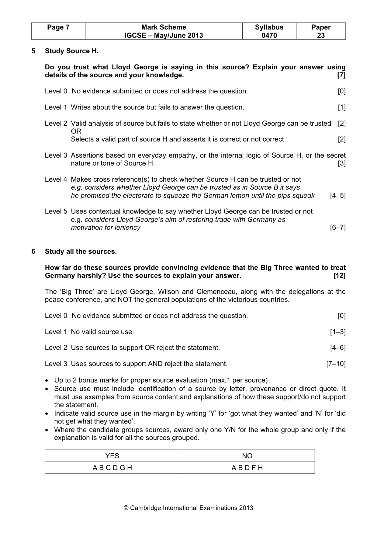 Mark scheme, page 7 of 7