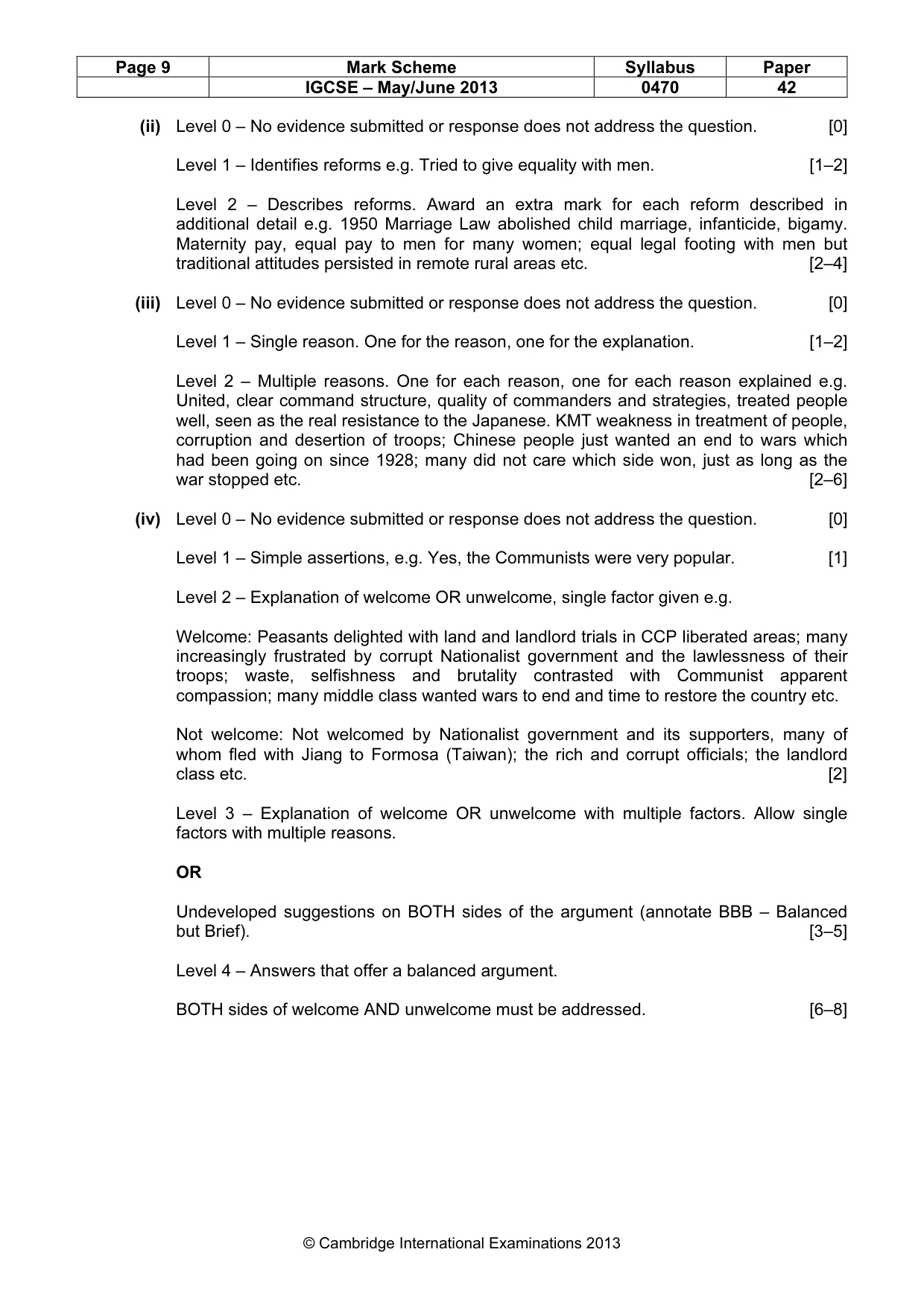 Mark scheme, page 9 of 18