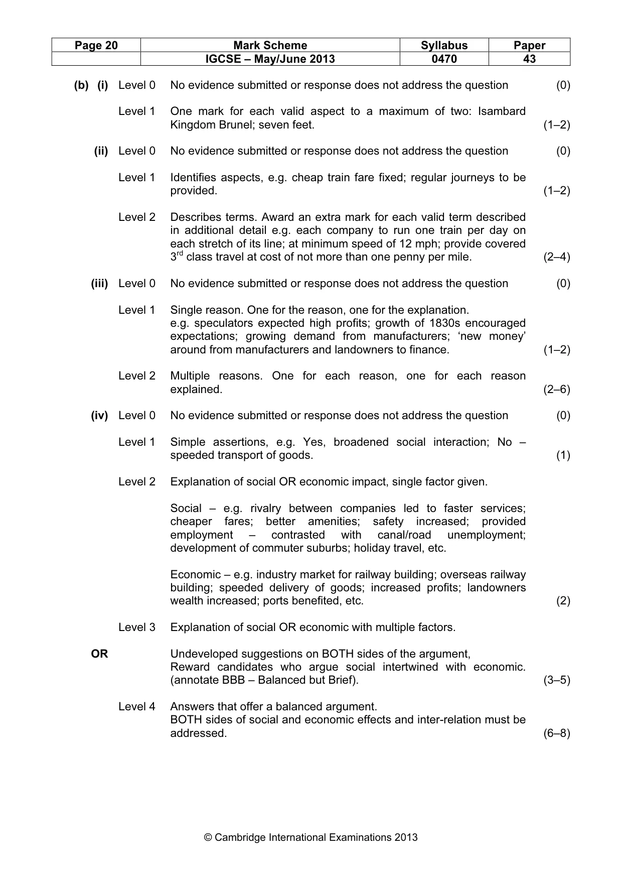Mark scheme, page 20 of 22