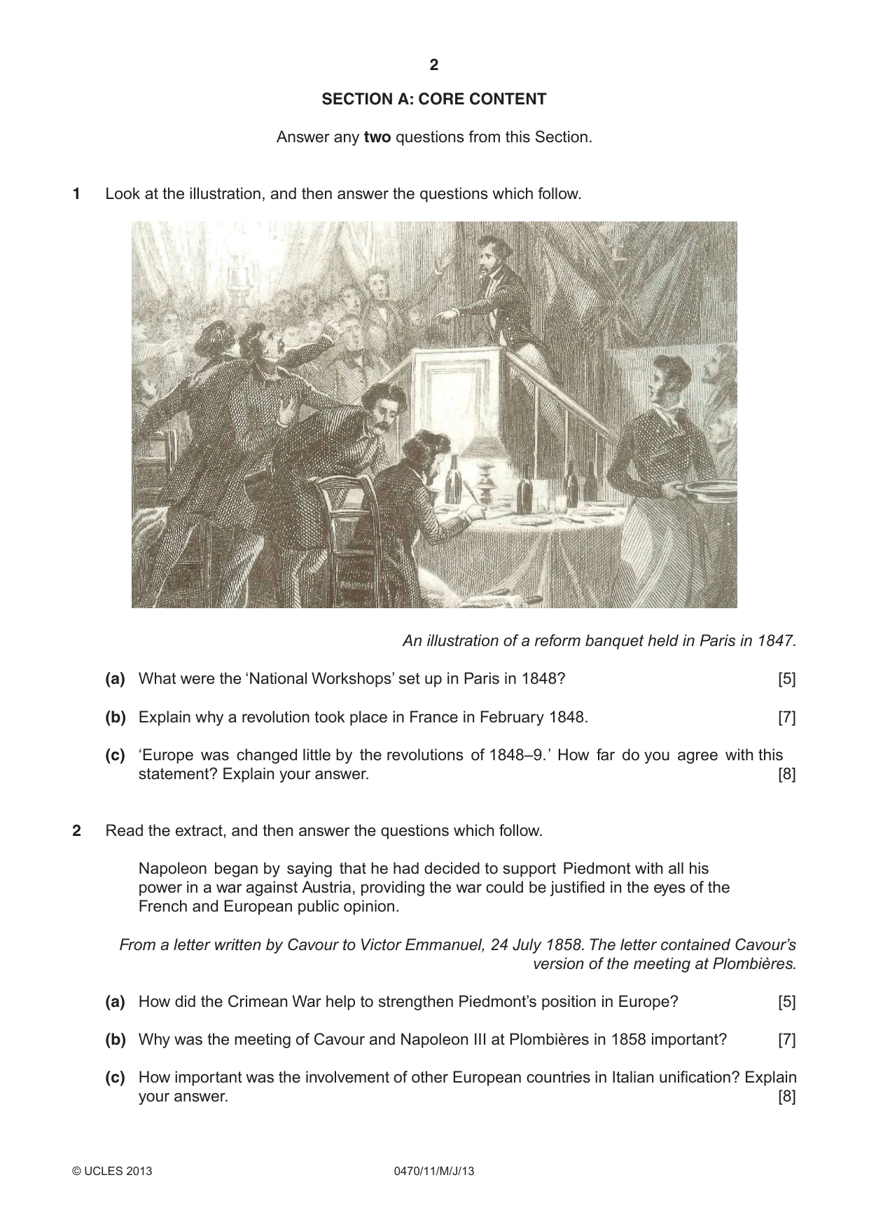 Cambridge IGCSE History 0470 2013 May/June Paper 1 · Variant 1 question paper, page 2 of 20