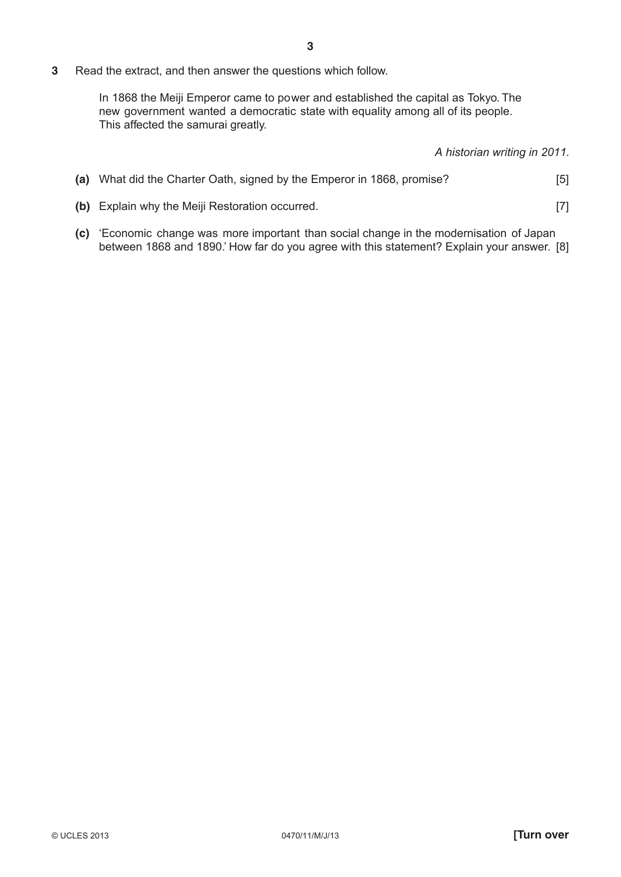 Cambridge IGCSE History 0470 2013 May/June Paper 1 · Variant 1 question paper, page 3 of 20