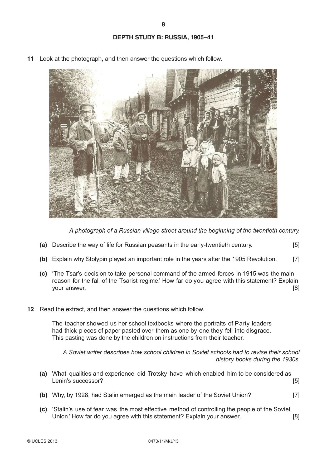 Cambridge IGCSE History 0470 2013 May/June Paper 1 · Variant 1 question paper, page 8 of 20