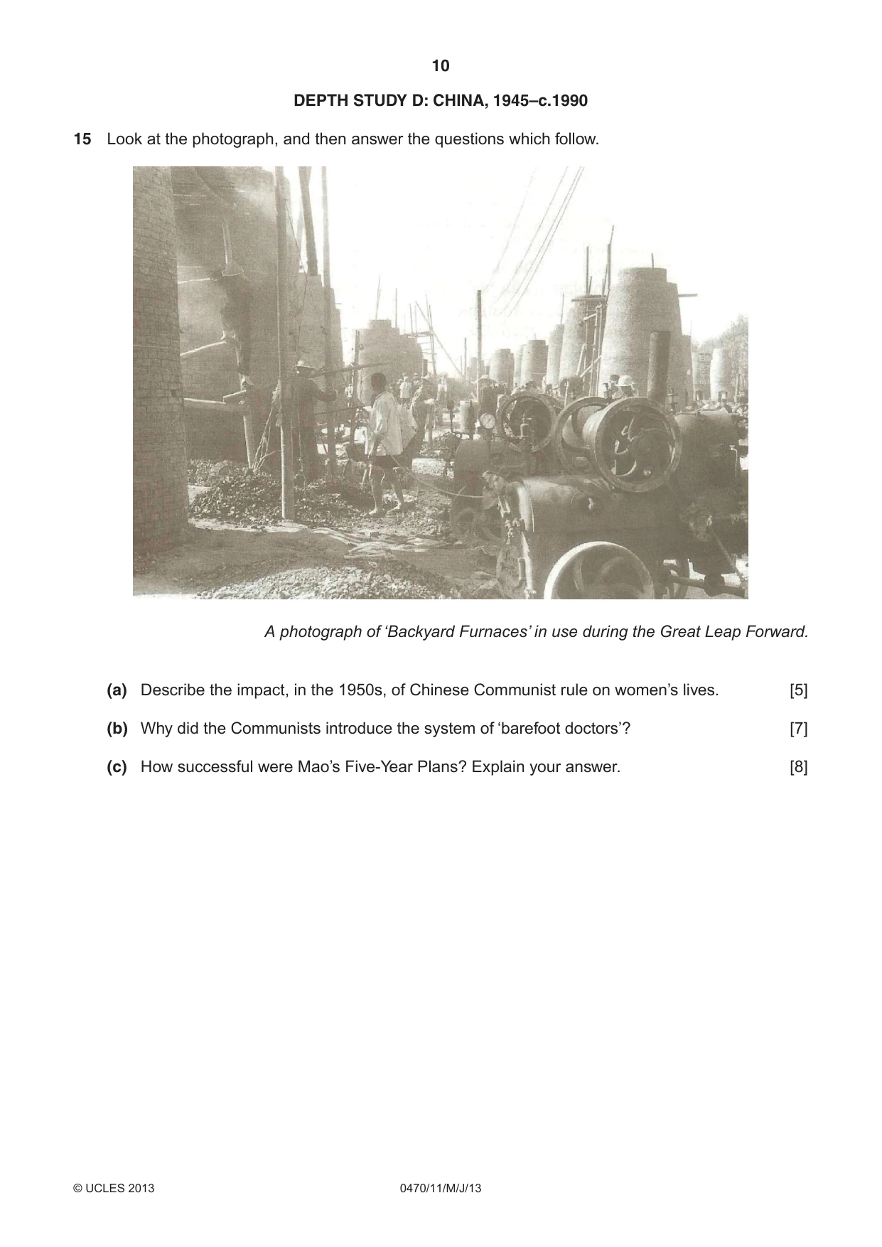 Cambridge IGCSE History 0470 2013 May/June Paper 1 · Variant 1 question paper, page 10 of 20