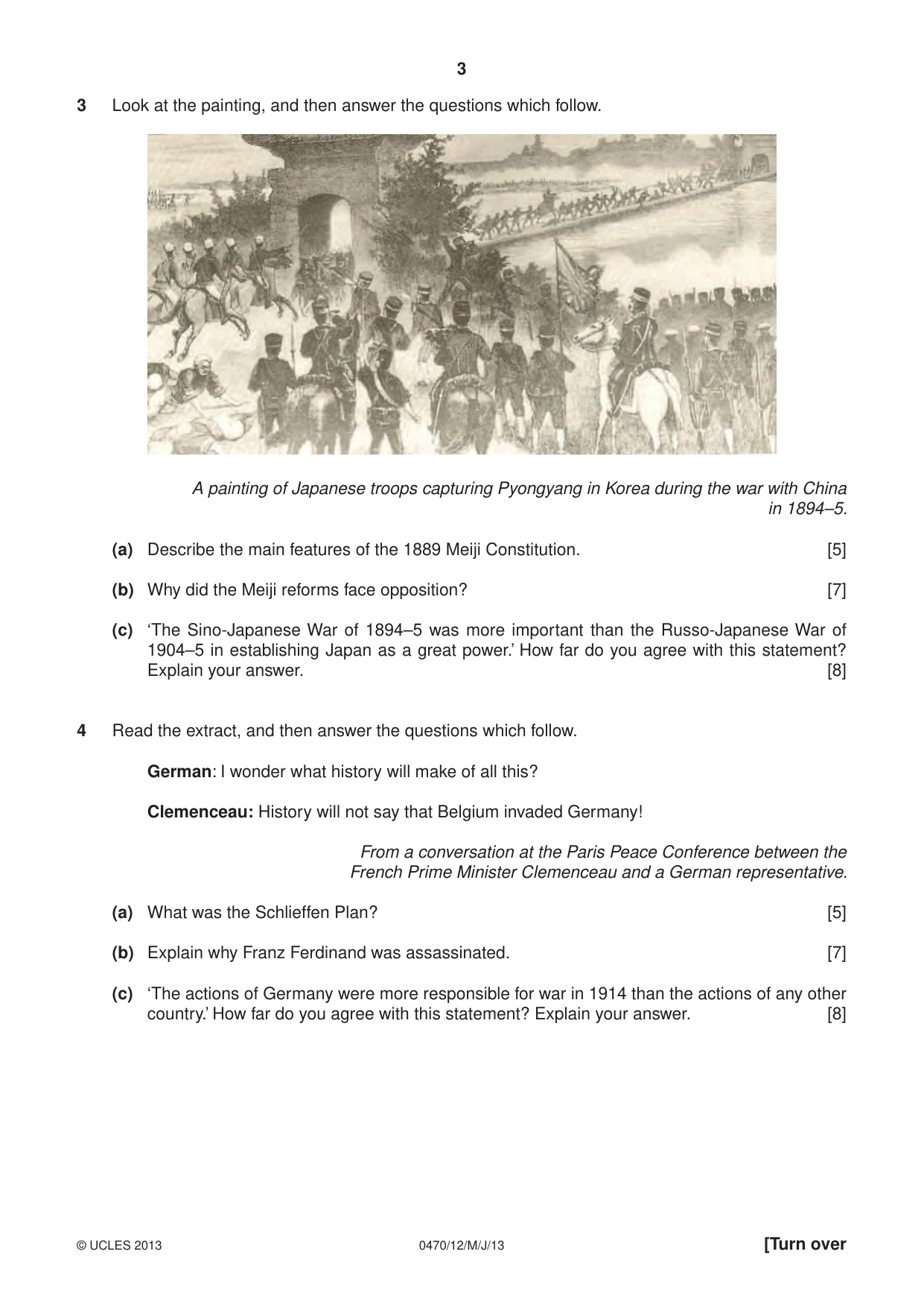 Cambridge IGCSE History 0470 2013 May/June Paper 1 · Variant 2 question paper, page 3 of 16