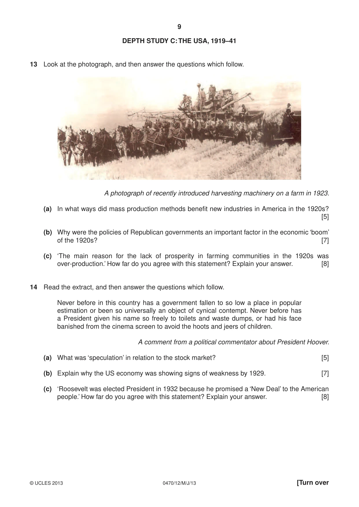 Cambridge IGCSE History 0470 2013 May/June Paper 1 · Variant 2 question paper, page 9 of 16
