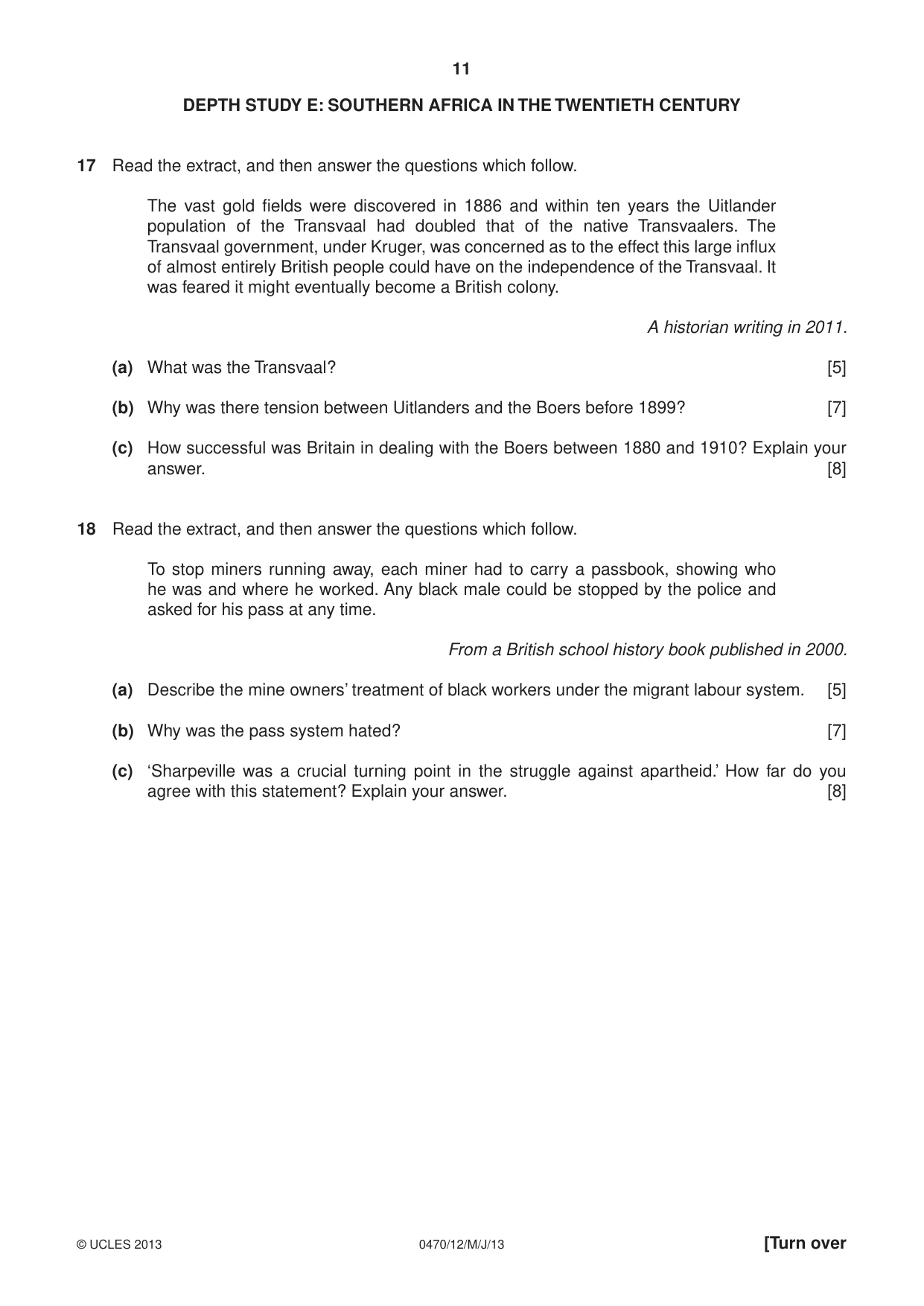 Cambridge IGCSE History 0470 2013 May/June Paper 1 · Variant 2 question paper, page 11 of 16