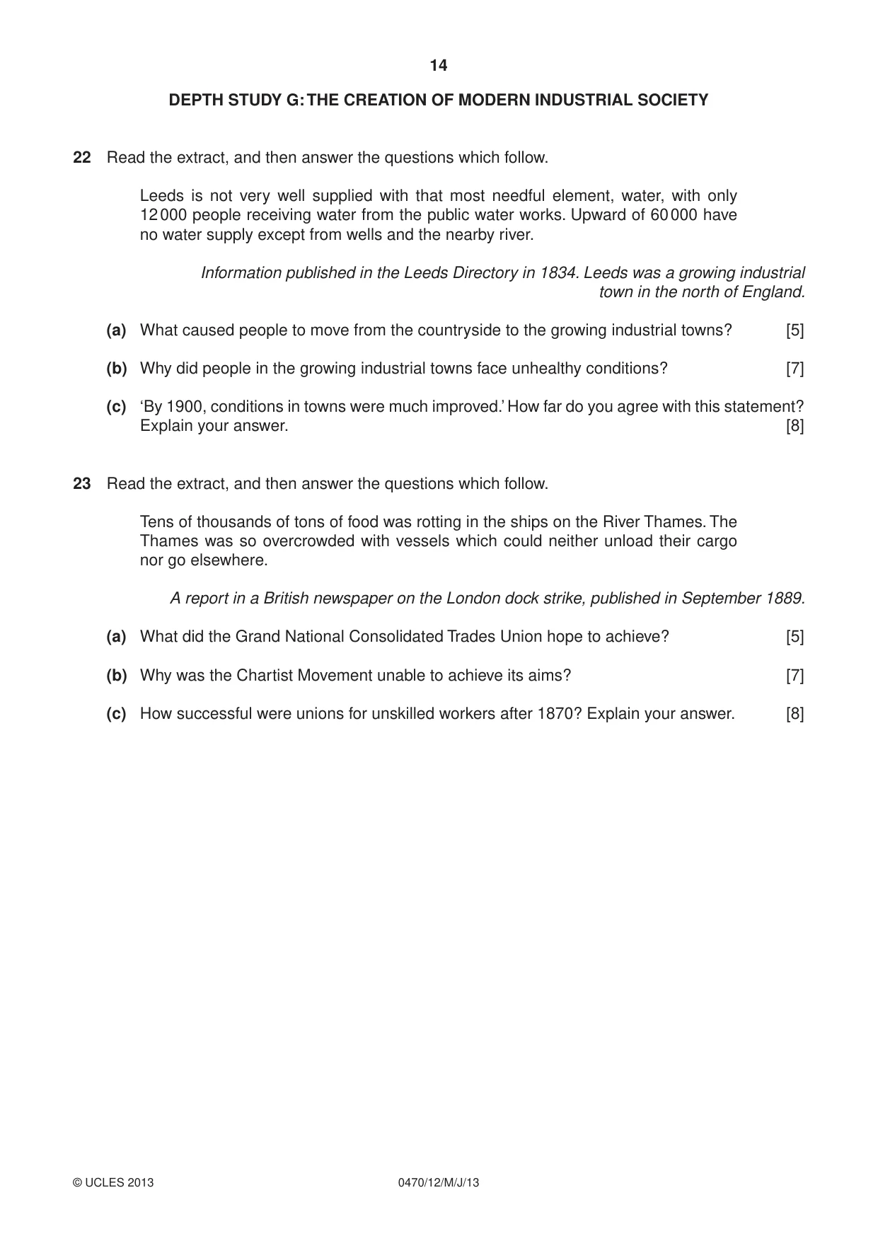 Cambridge IGCSE History 0470 2013 May/June Paper 1 · Variant 2 question paper, page 14 of 16