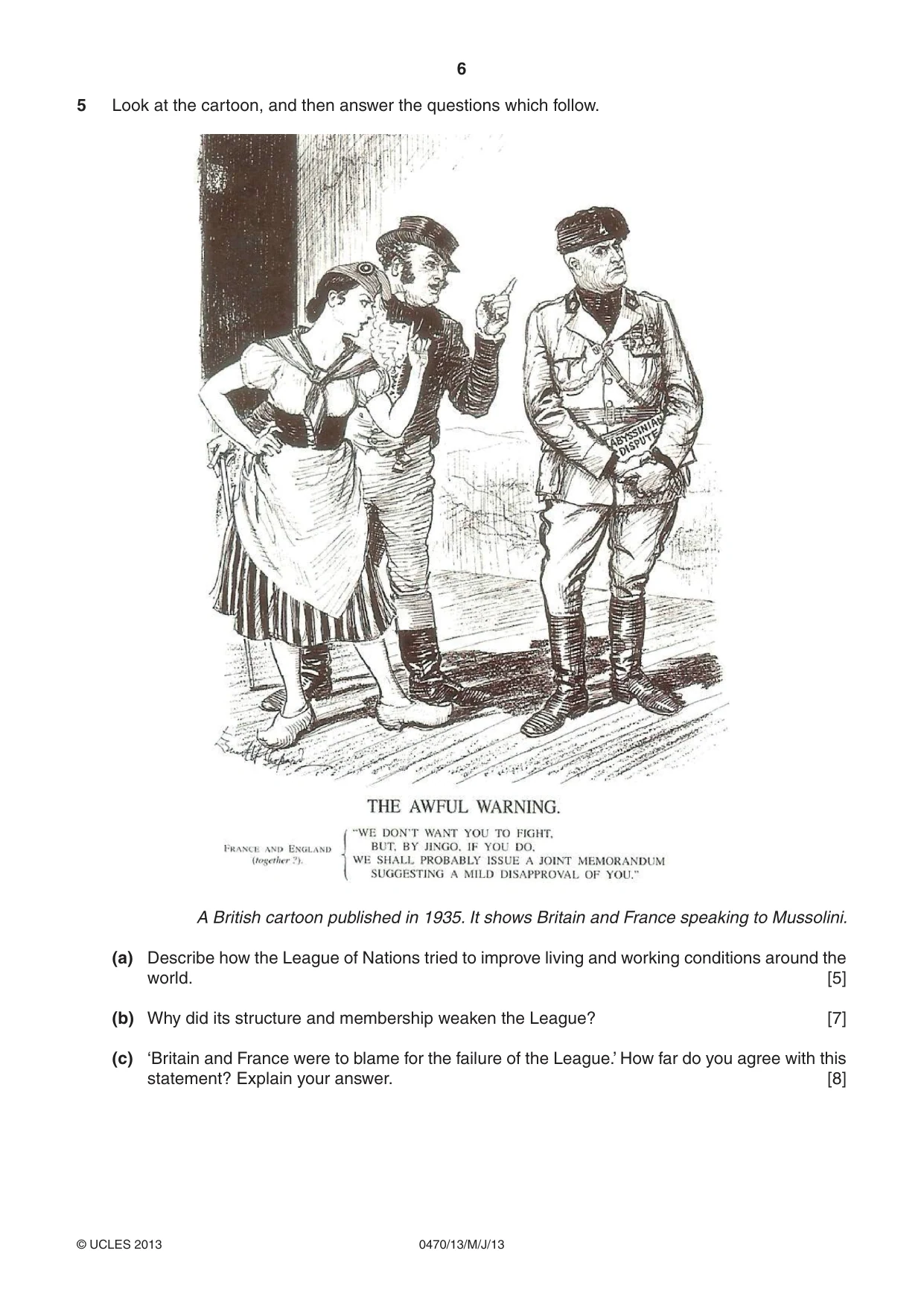 Cambridge IGCSE History 0470 2013 May/June Paper 1 · Variant 3 question paper, page 6 of 20