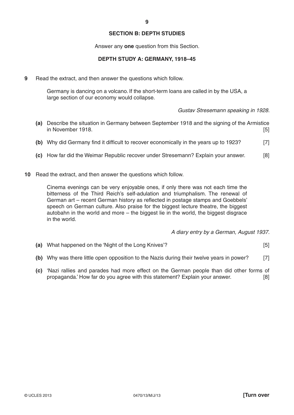 Cambridge IGCSE History 0470 2013 May/June Paper 1 · Variant 3 question paper, page 9 of 20