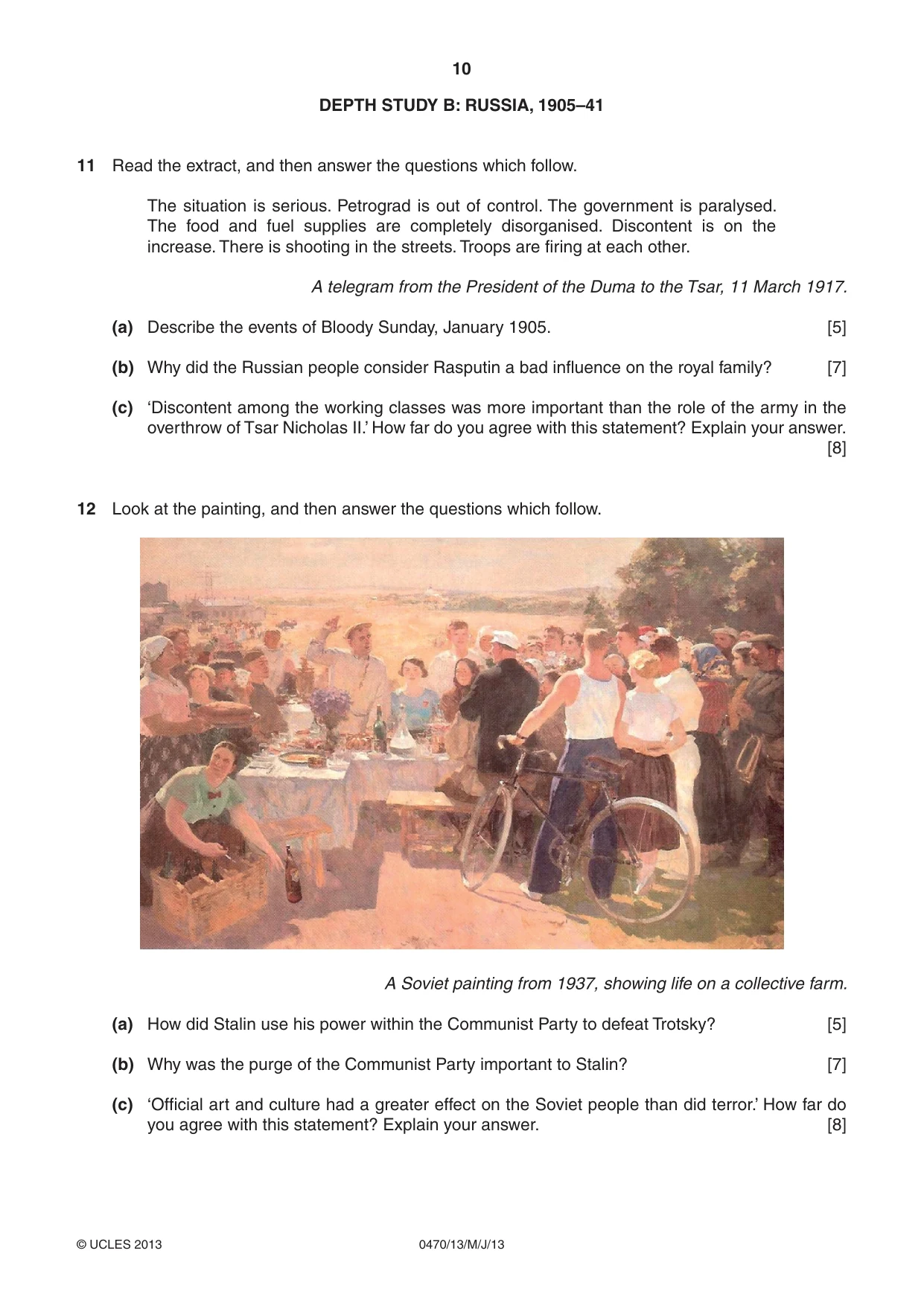 Cambridge IGCSE History 0470 2013 May/June Paper 1 · Variant 3 question paper, page 10 of 20