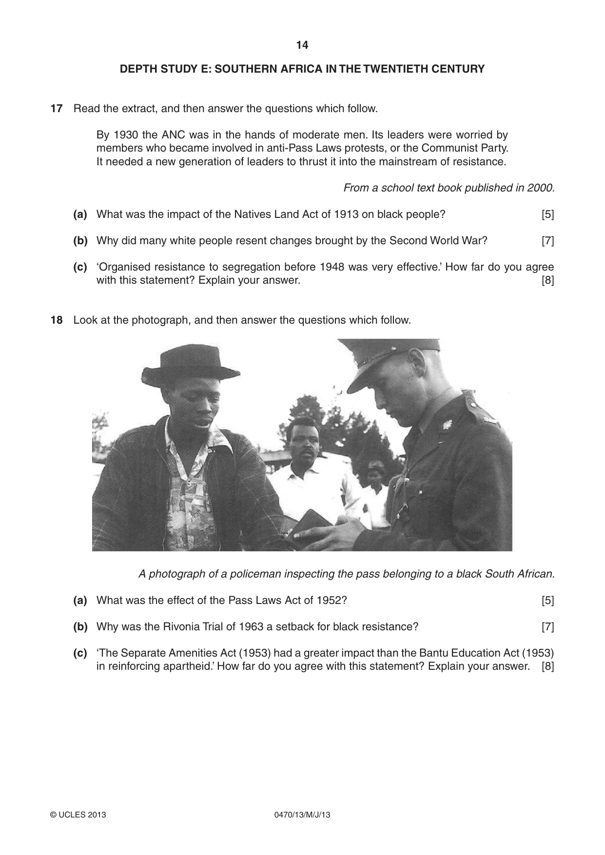 Cambridge IGCSE History 0470 2013 May/June Paper 1 · Variant 3 question paper, page 14 of 20