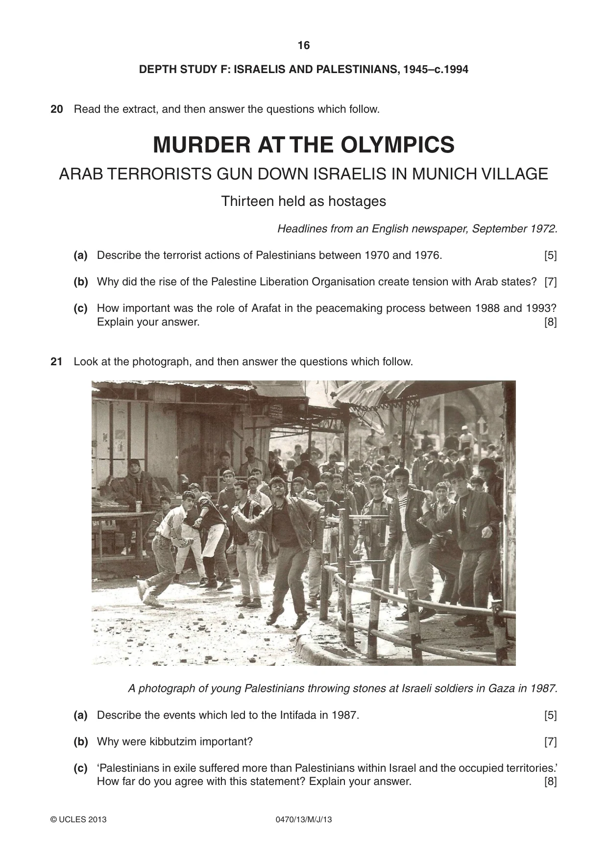 Cambridge IGCSE History 0470 2013 May/June Paper 1 · Variant 3 question paper, page 16 of 20