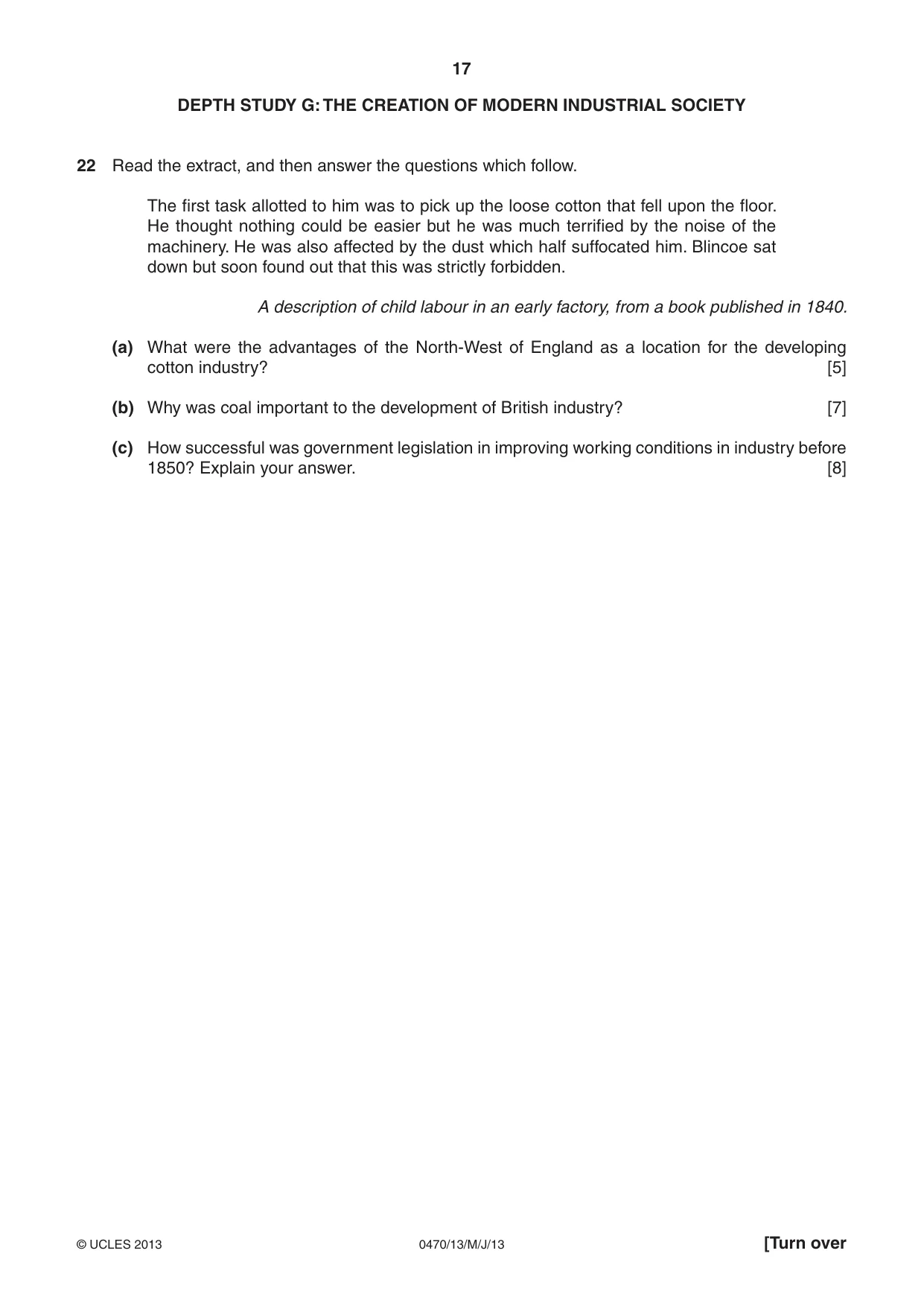 Cambridge IGCSE History 0470 2013 May/June Paper 1 · Variant 3 question paper, page 17 of 20