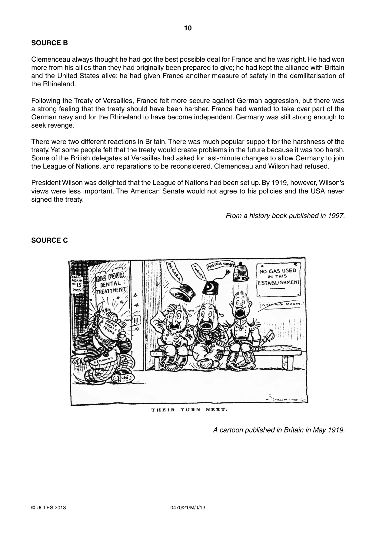 Cambridge IGCSE History 0470 2013 May/June Paper 2 · Variant 1 question paper, page 10 of 16