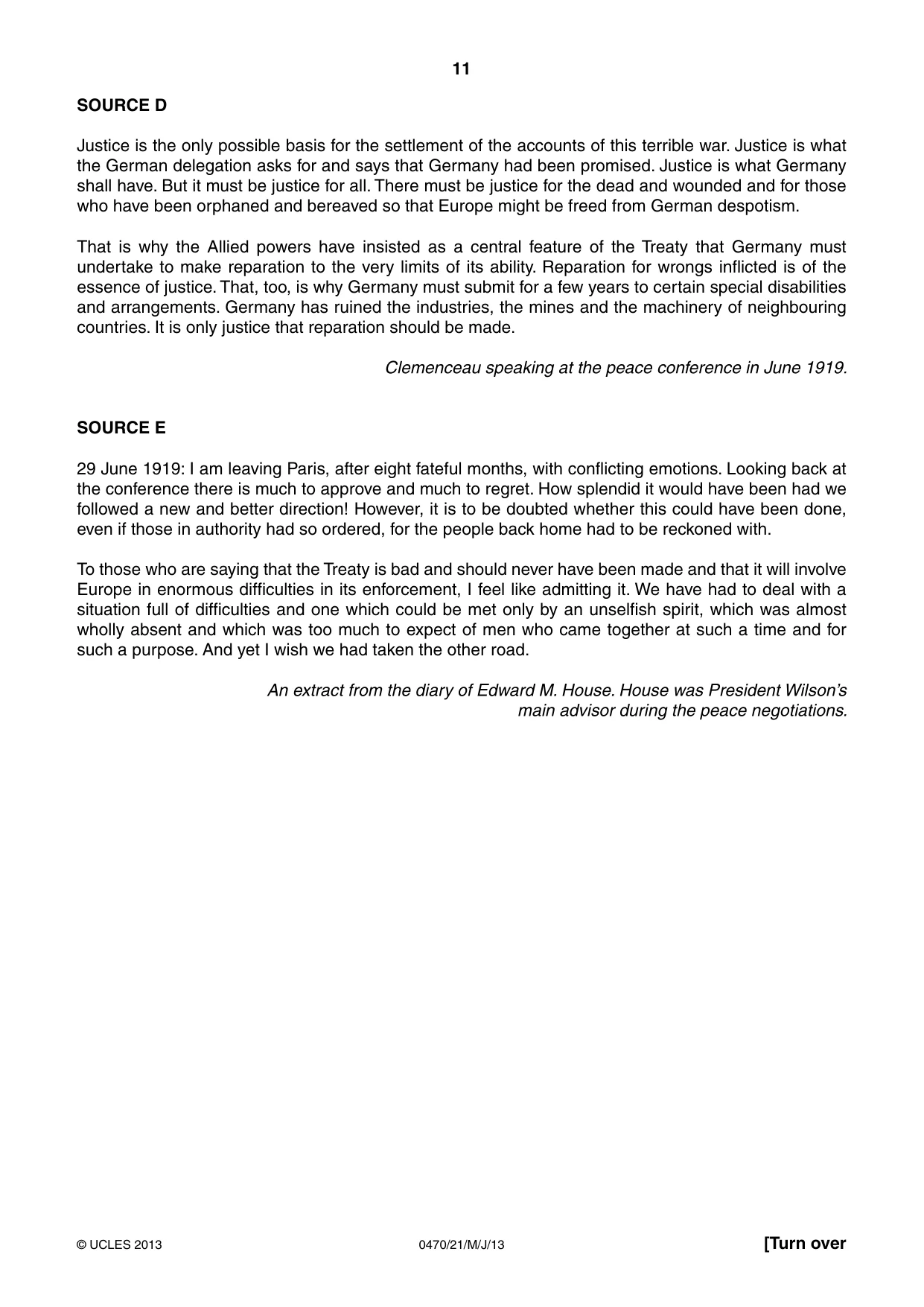 Cambridge IGCSE History 0470 2013 May/June Paper 2 · Variant 1 question paper, page 11 of 16