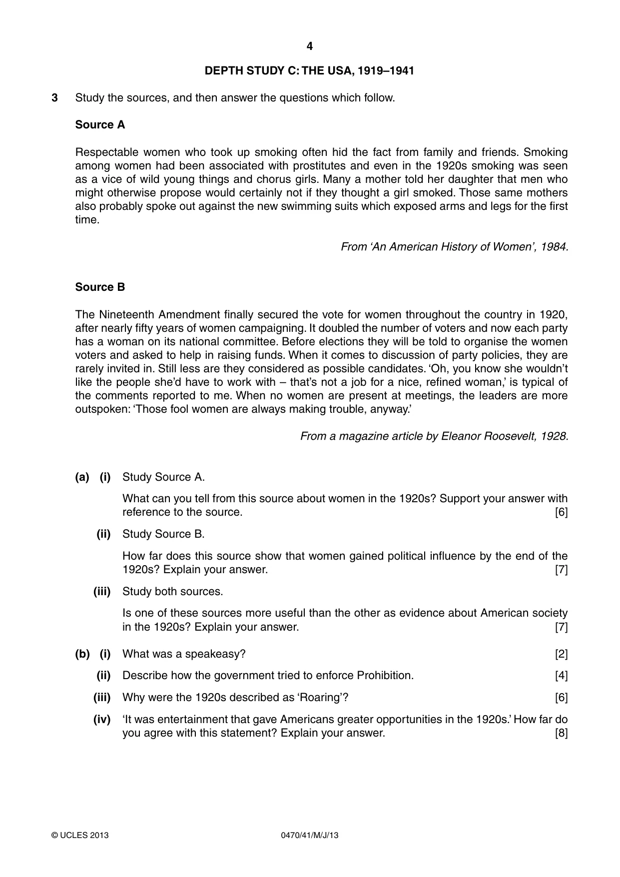 Cambridge IGCSE History 0470 2013 May/June Paper 4 · Variant 1 question paper, page 4 of 12