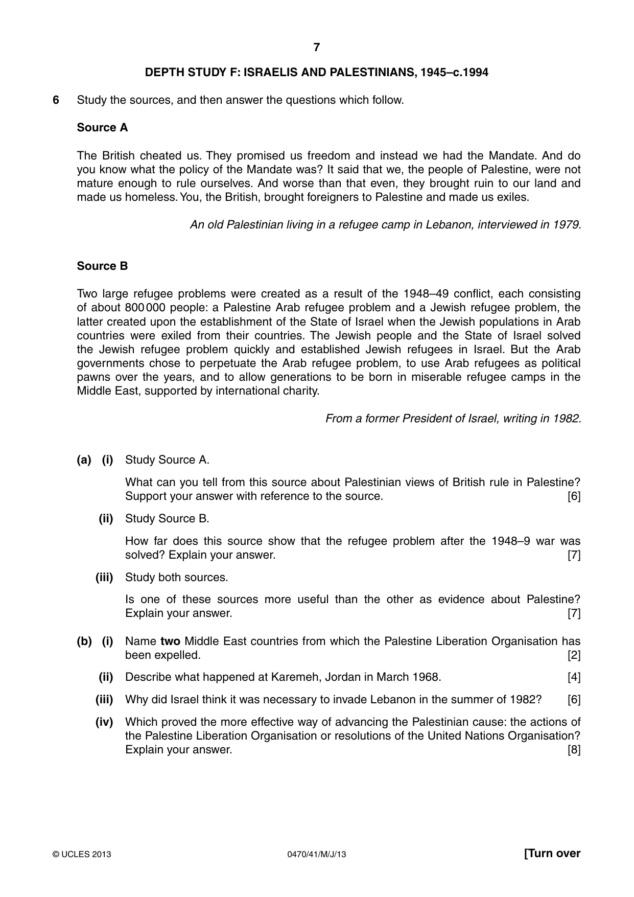 Cambridge IGCSE History 0470 2013 May/June Paper 4 · Variant 1 question paper, page 7 of 12