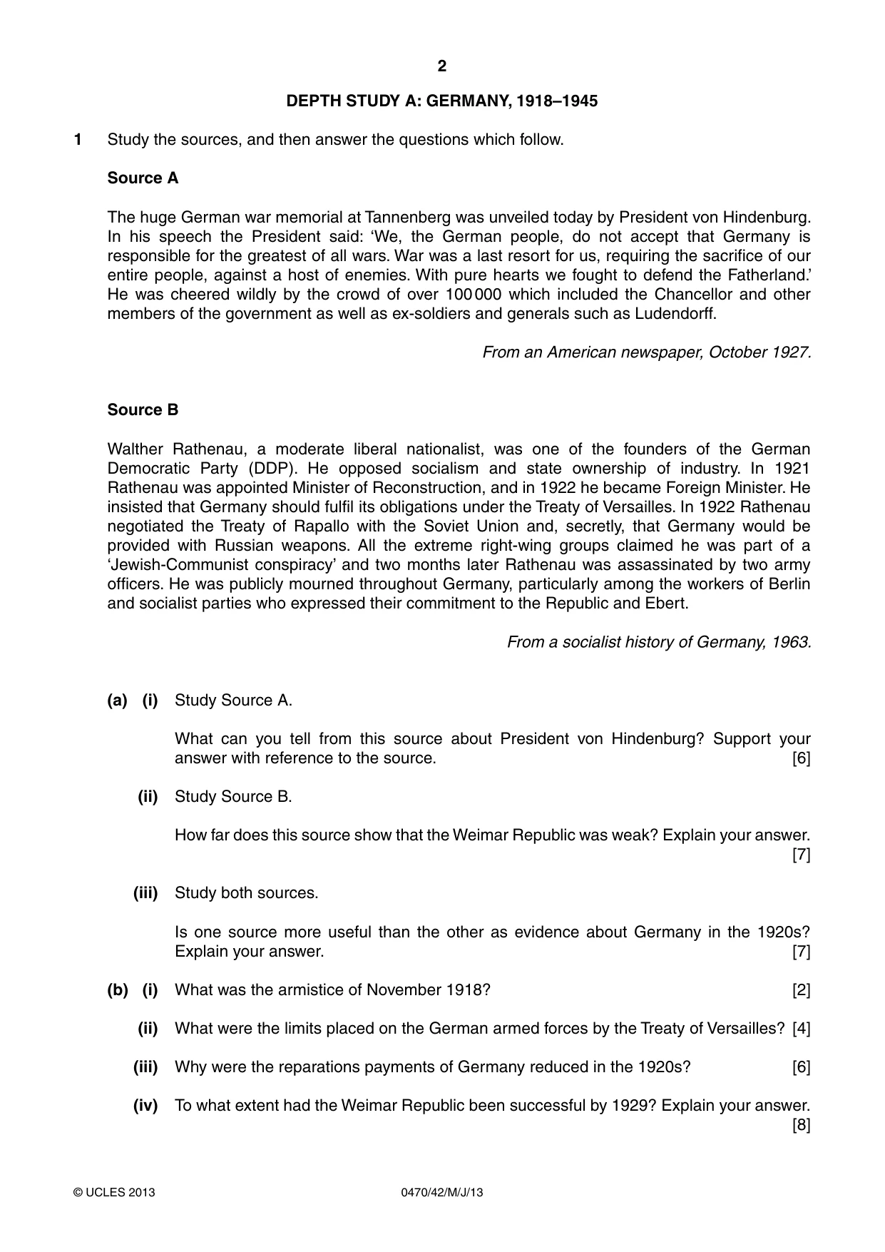 Cambridge IGCSE History 0470 2013 May/June Paper 4 · Variant 2 question paper, page 2 of 12