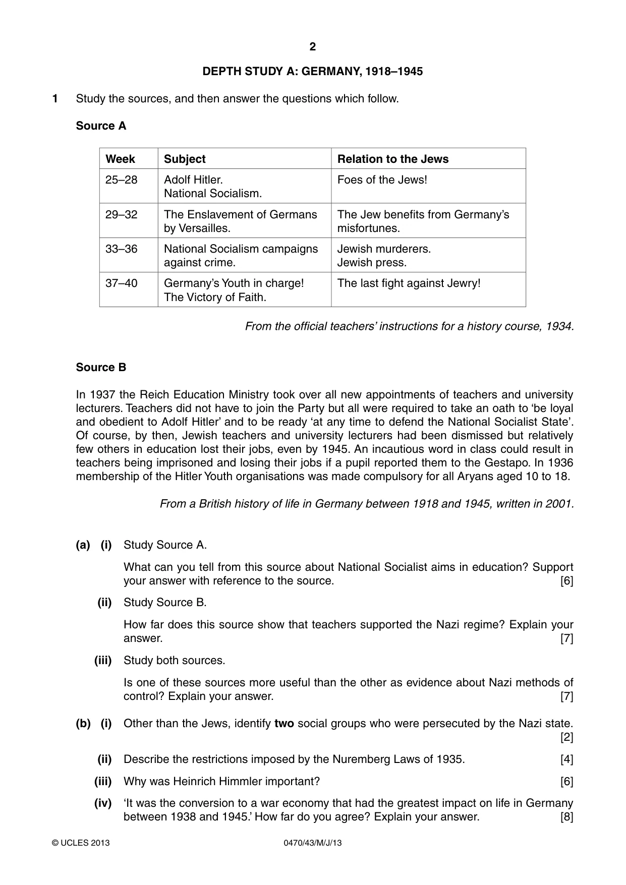 Cambridge IGCSE History 0470 2013 May/June Paper 4 · Variant 3 question paper, page 2 of 12