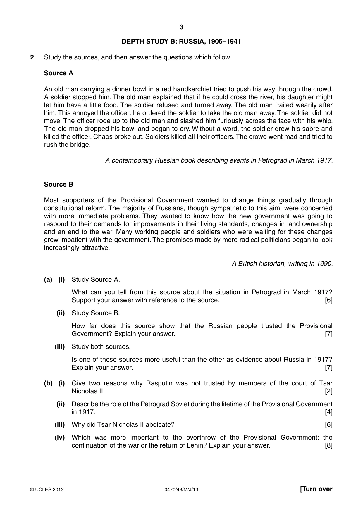 Cambridge IGCSE History 0470 2013 May/June Paper 4 · Variant 3 question paper, page 3 of 12