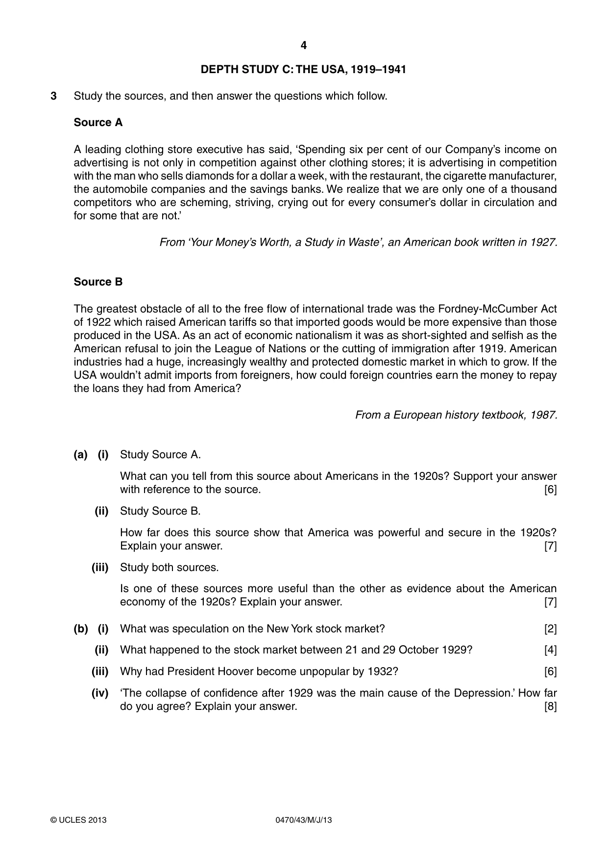 Cambridge IGCSE History 0470 2013 May/June Paper 4 · Variant 3 question paper, page 4 of 12