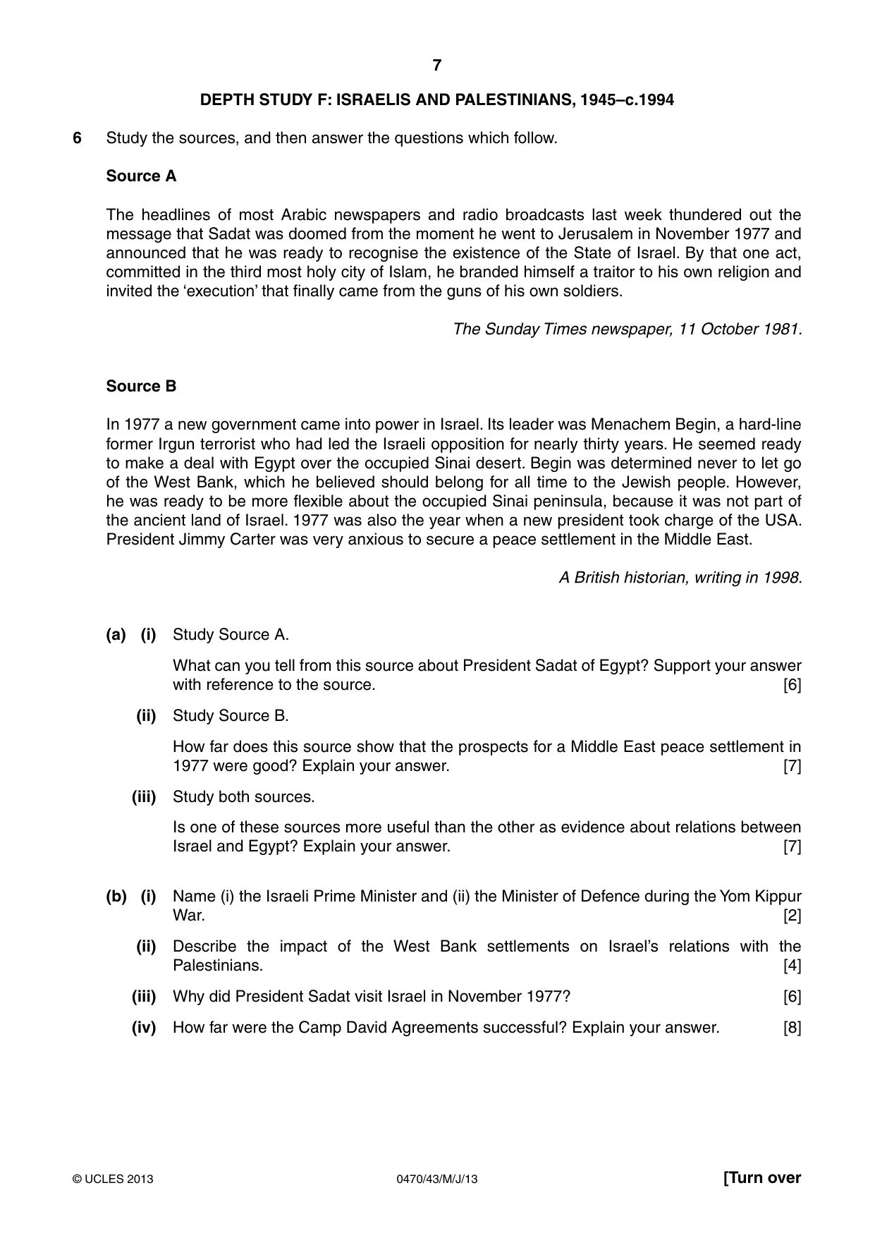 Cambridge IGCSE History 0470 2013 May/June Paper 4 · Variant 3 question paper, page 7 of 12