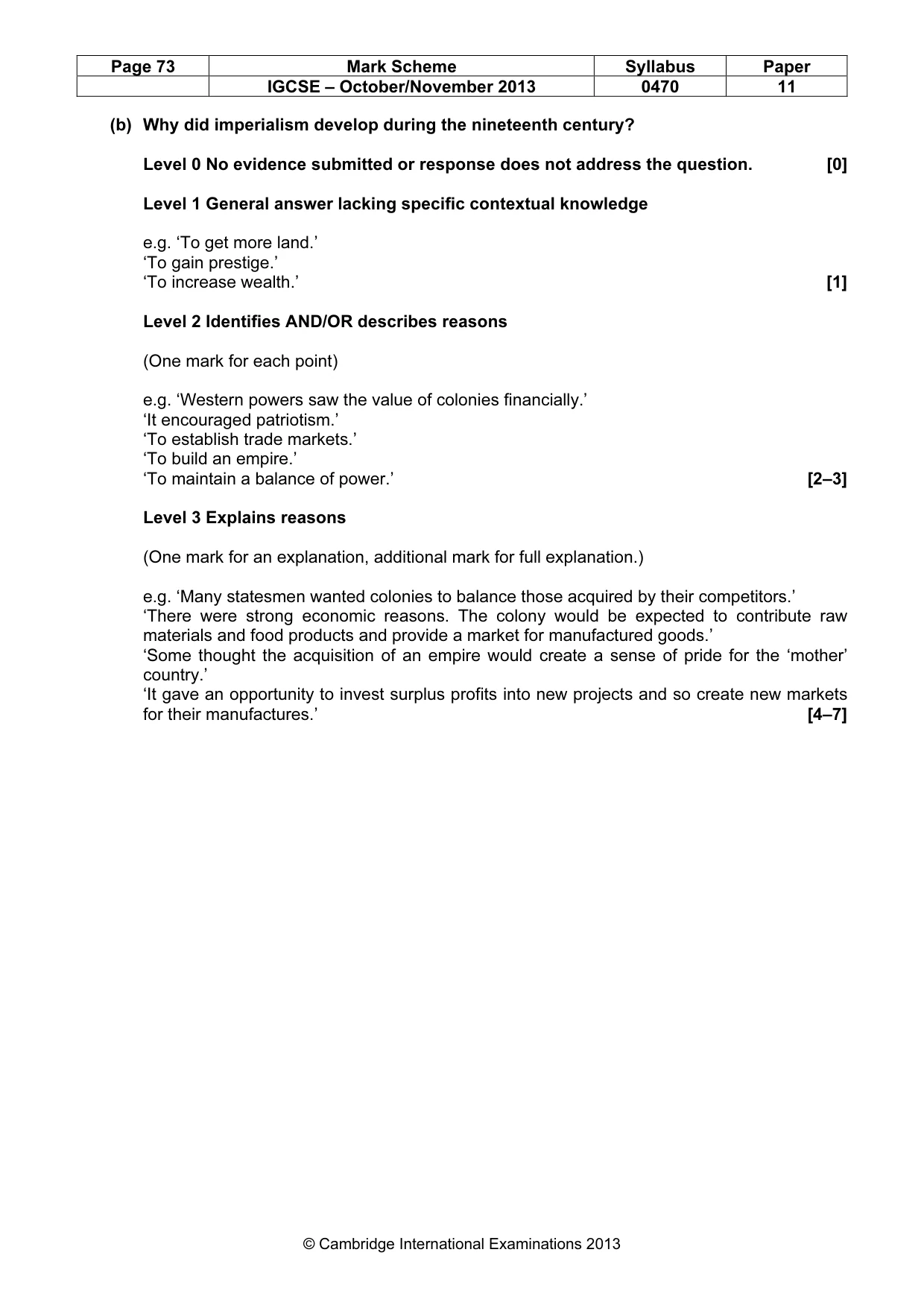 Mark scheme, page 73 of 77