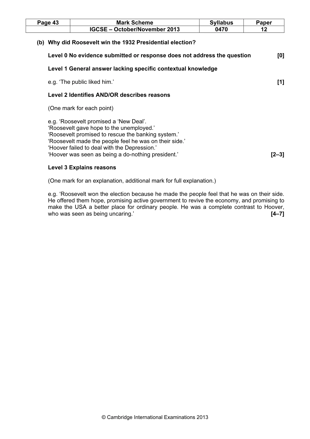 Mark scheme, page 43 of 77