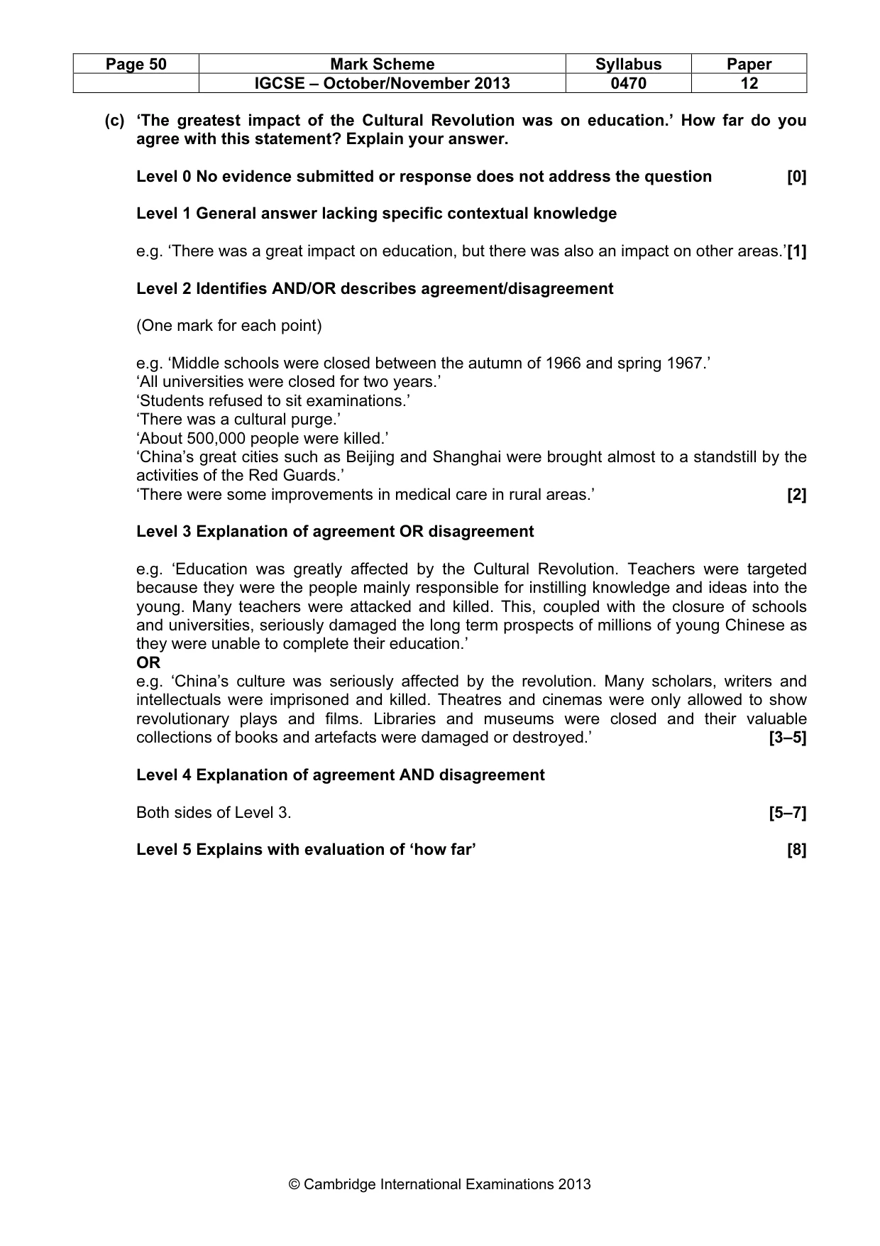 Mark scheme, page 50 of 77
