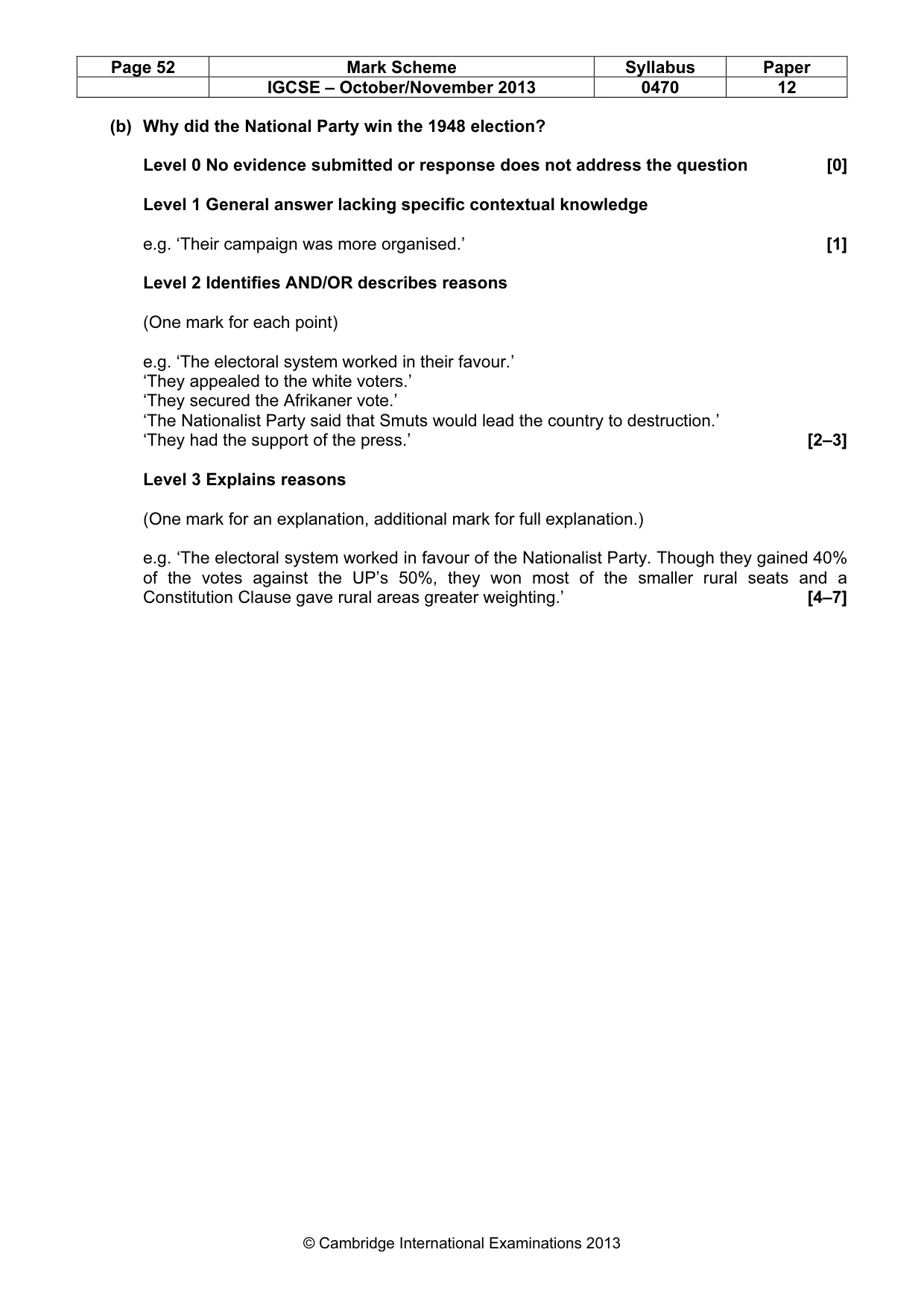 Mark scheme, page 52 of 77