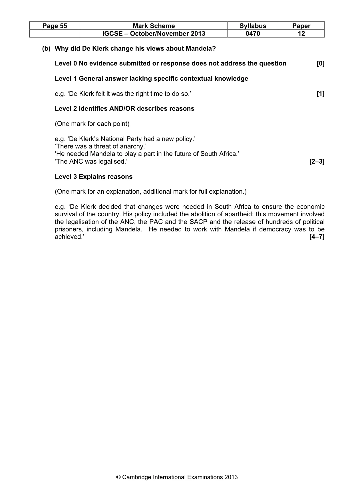 Mark scheme, page 55 of 77