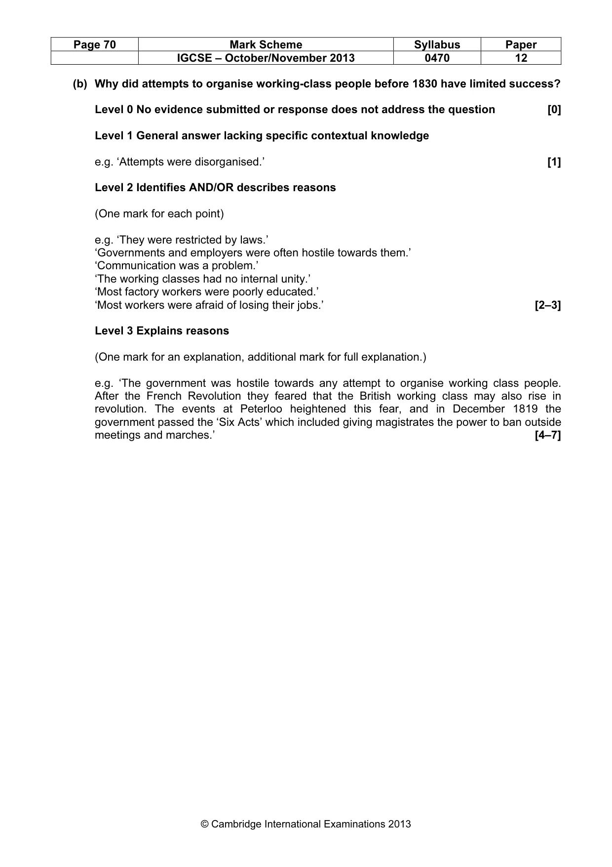 Mark scheme, page 70 of 77