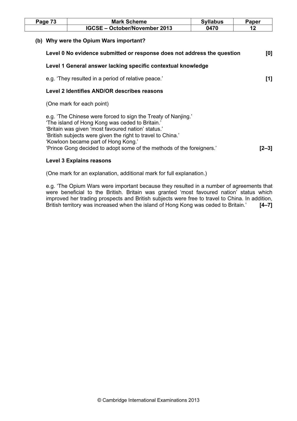 Mark scheme, page 73 of 77