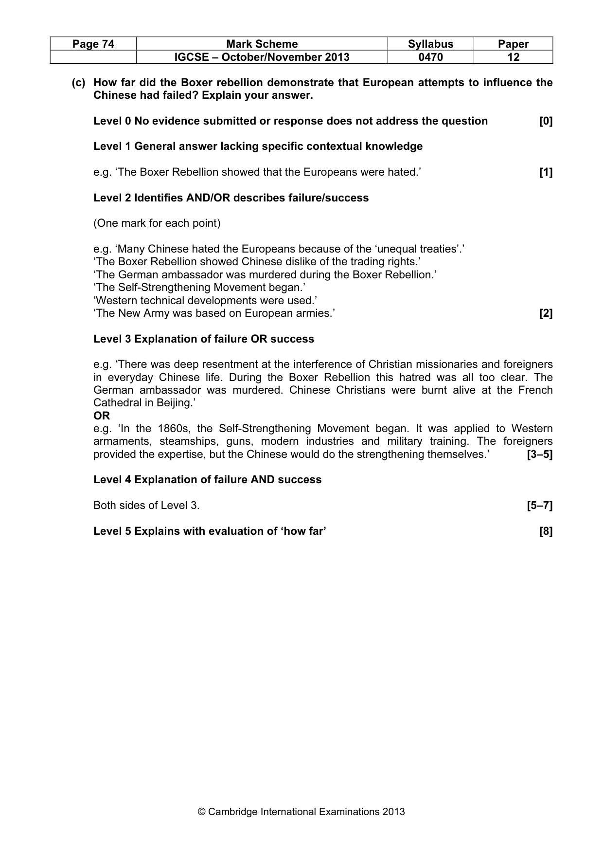 Mark scheme, page 74 of 77