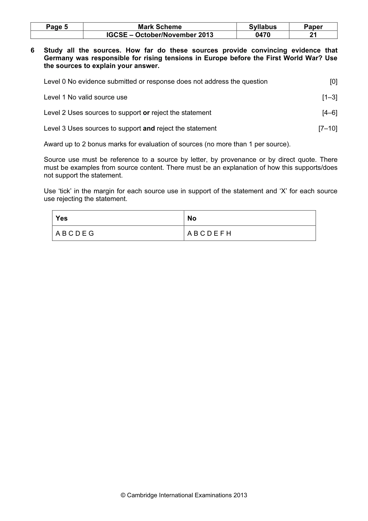 Mark scheme, page 5 of 8