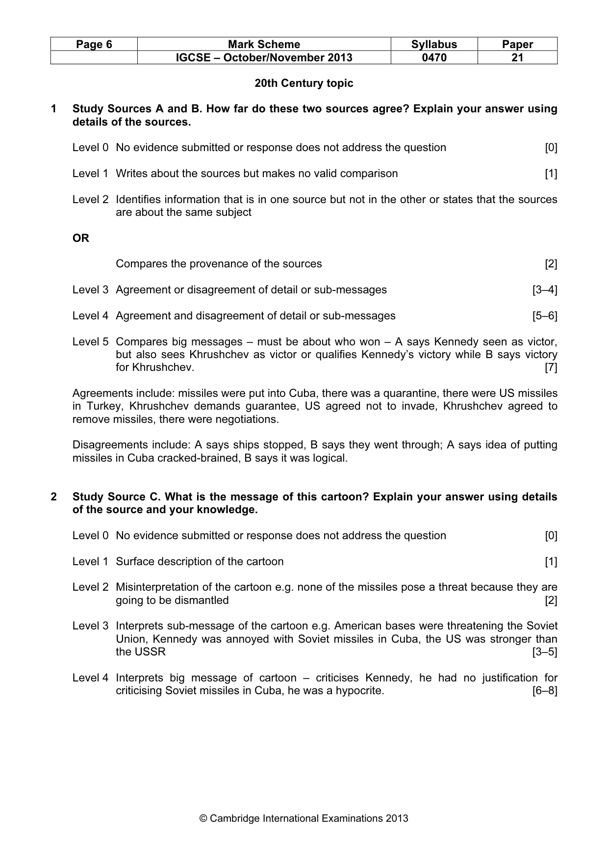 Mark scheme, page 6 of 8