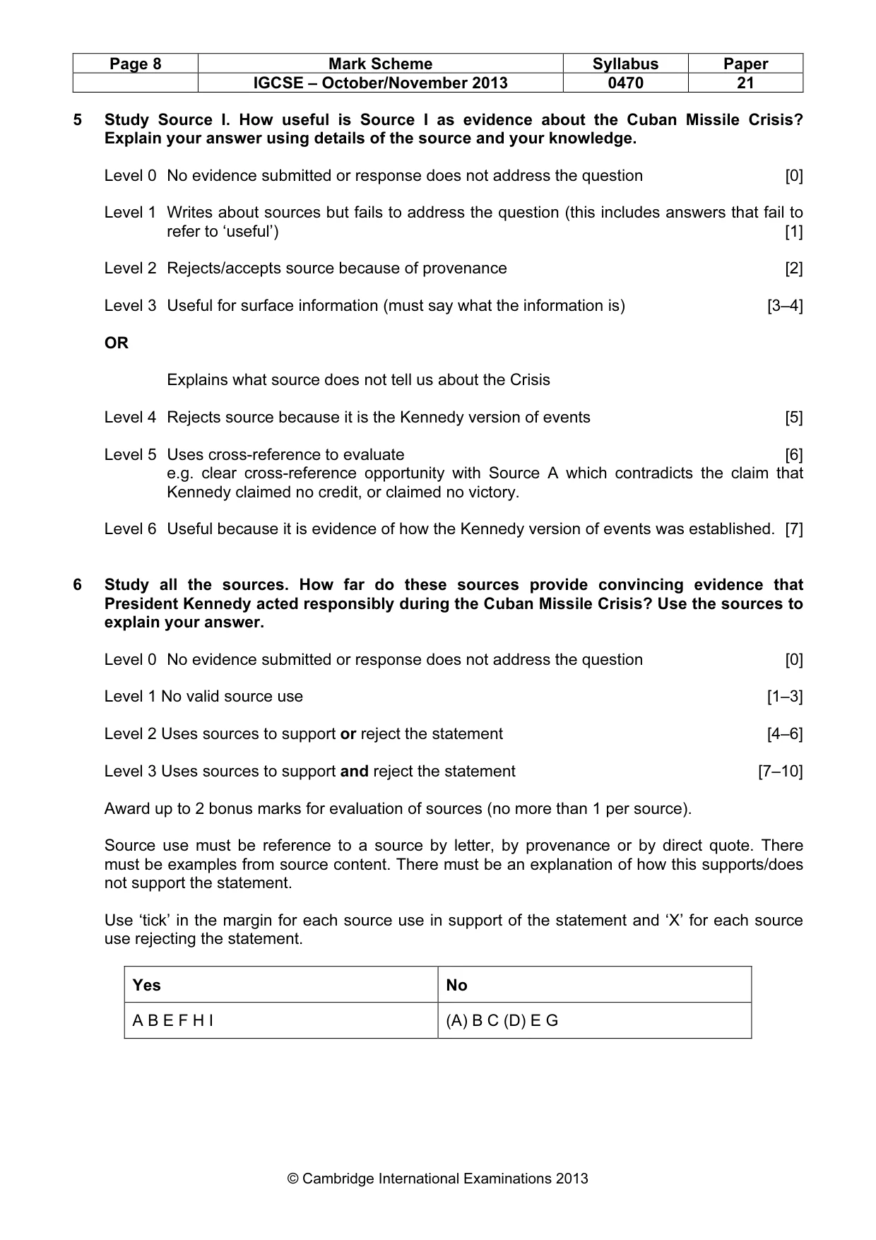 Mark scheme, page 8 of 8