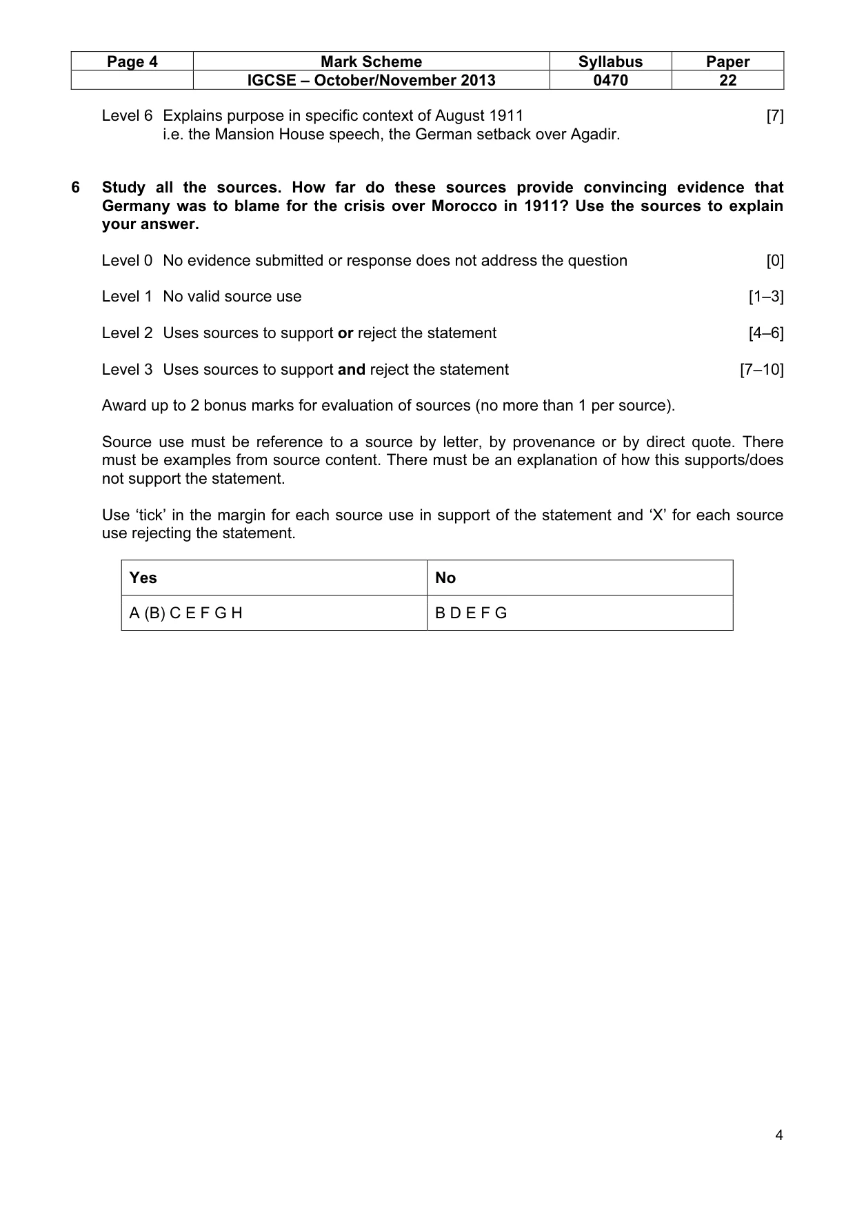 Mark scheme, page 4 of 7